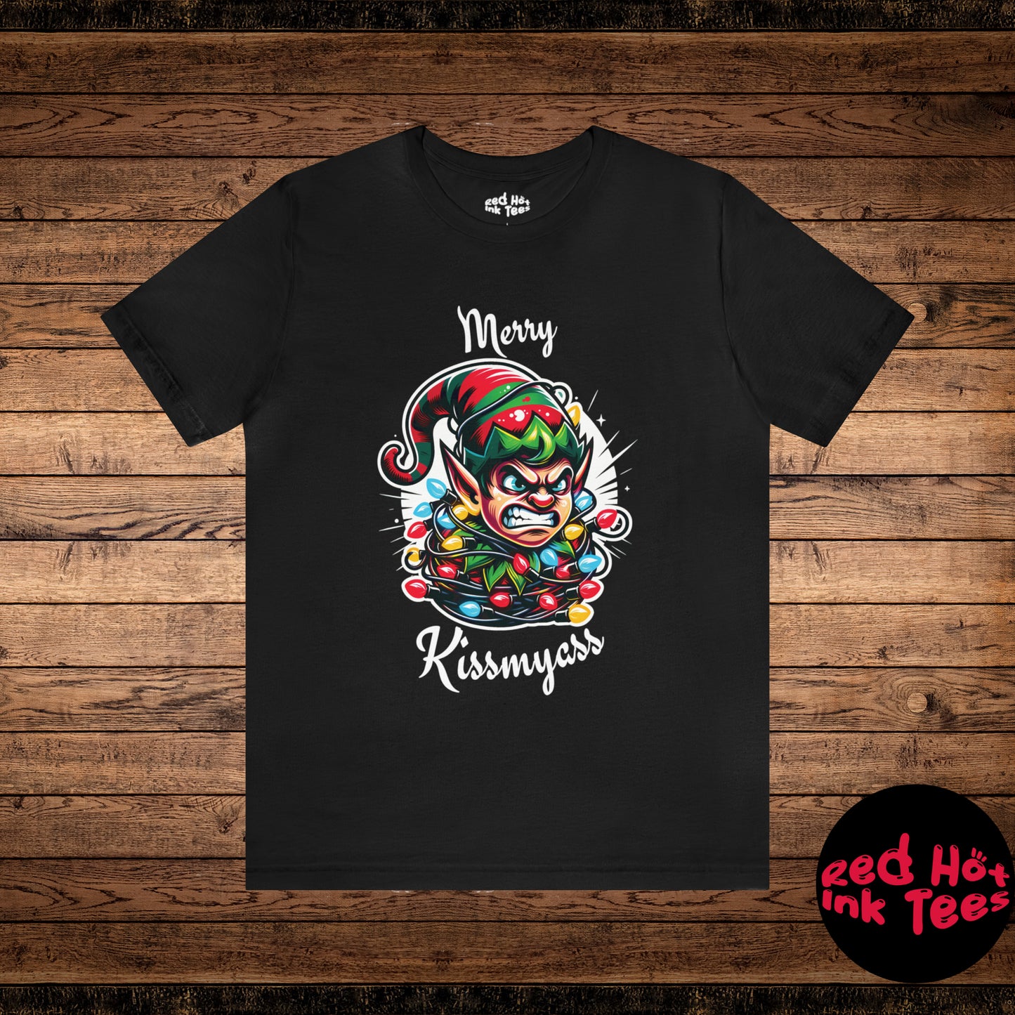 Merry Kissmyass Elf Tee