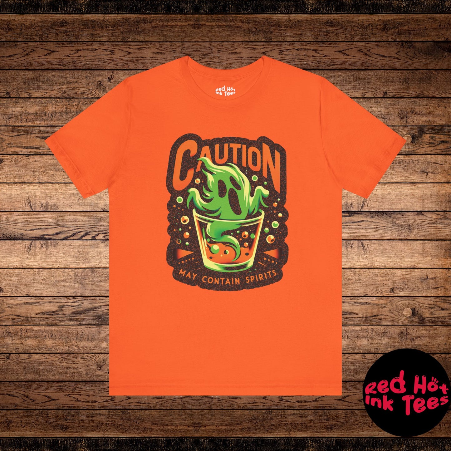 Caution: May Contain Spirits – a spooky tee with a playful twist! 🍹👻