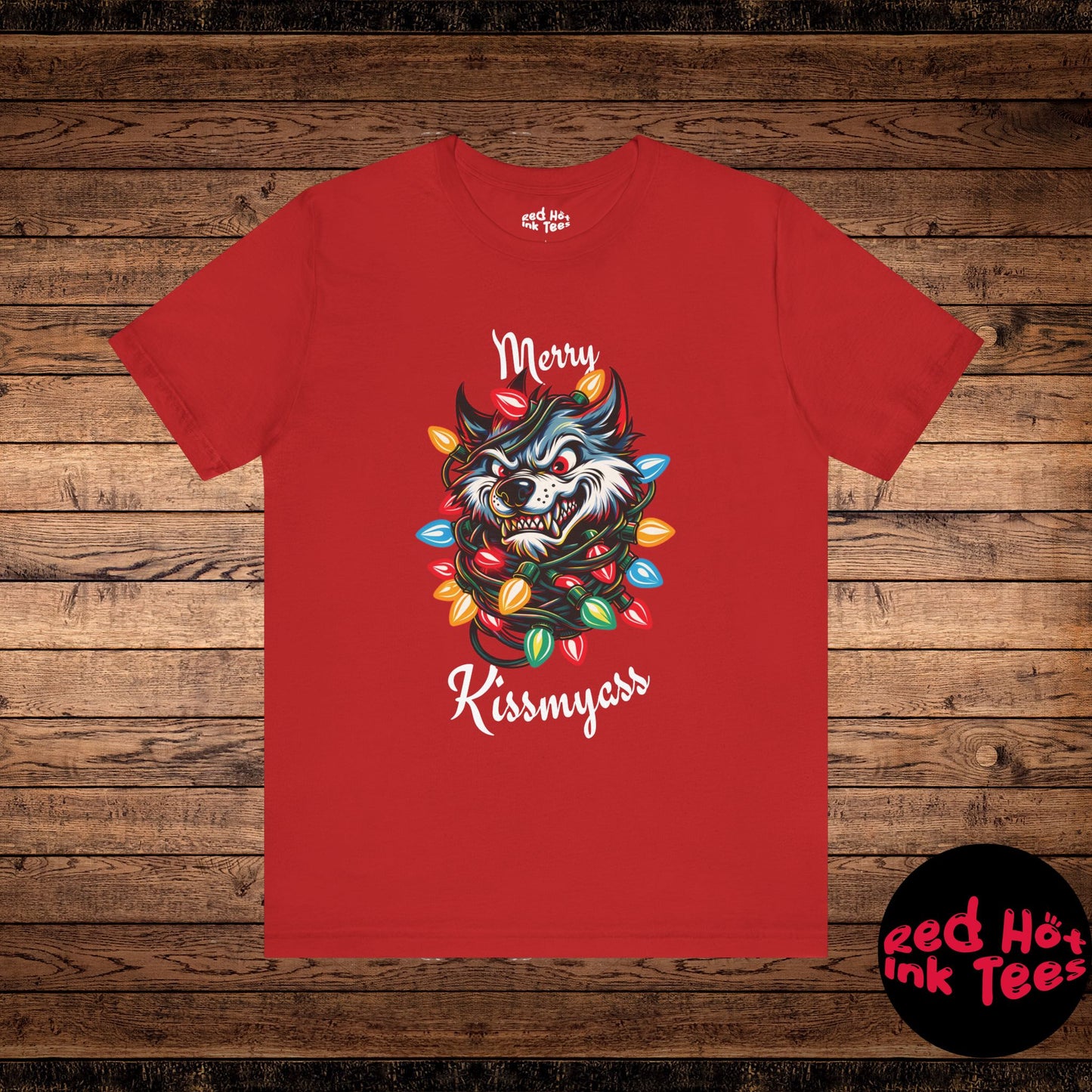 Merry Kissmyass Wolf Tee