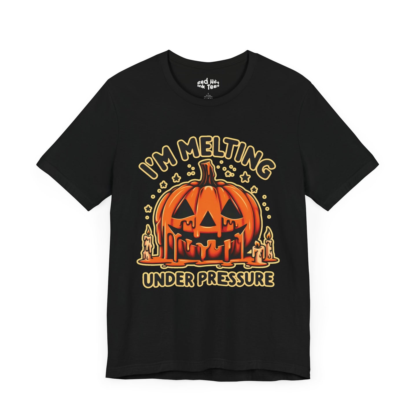 🎃🕯️ "I'm Melting Under Pressure" Funny Halloween Pumpkin T-Shirt 🕯️🎃