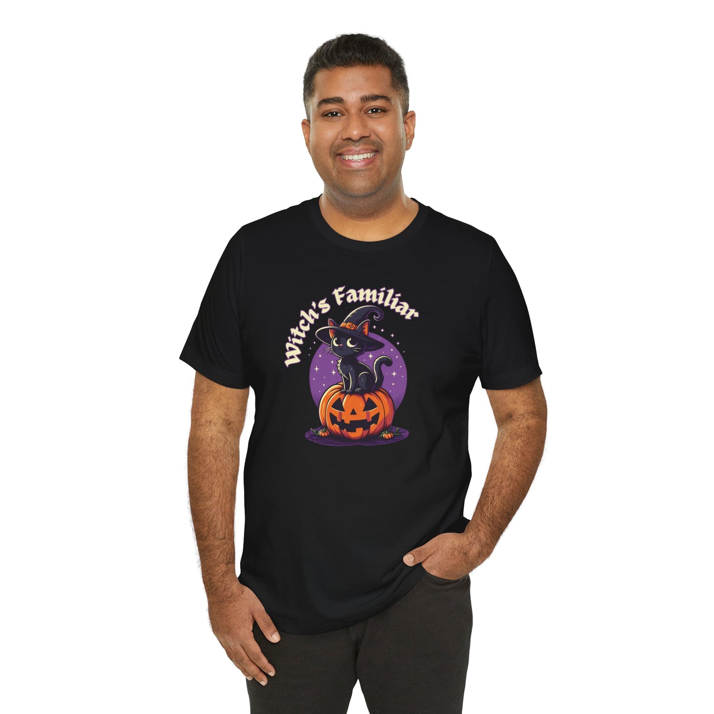 🐾🎃 "Witch's Familiar" Cute Black Cat and Pumpkin Halloween T-Shirt 🧙‍♀️🐱