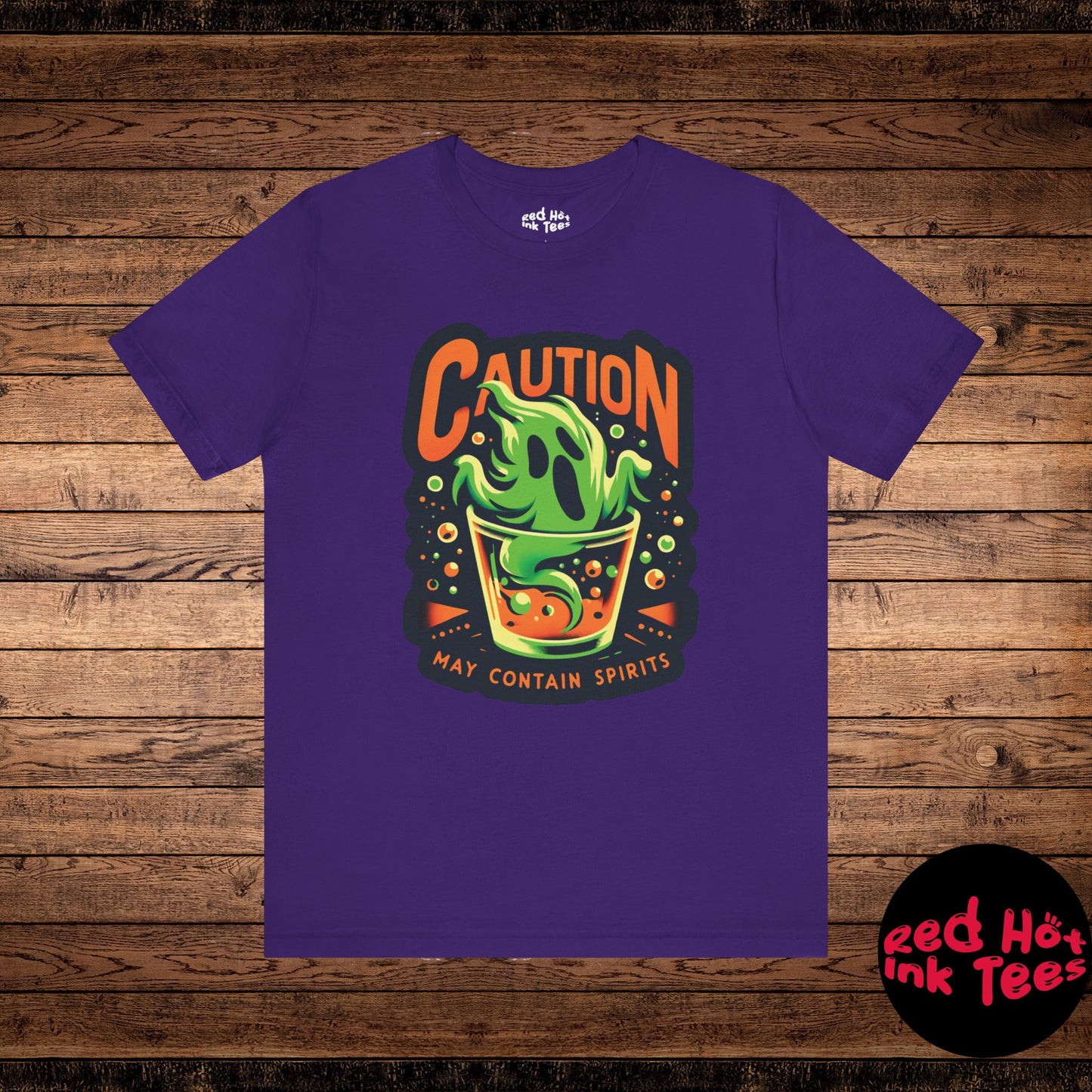 Caution: May Contain Spirits – a spooky tee with a playful twist! 🍹👻