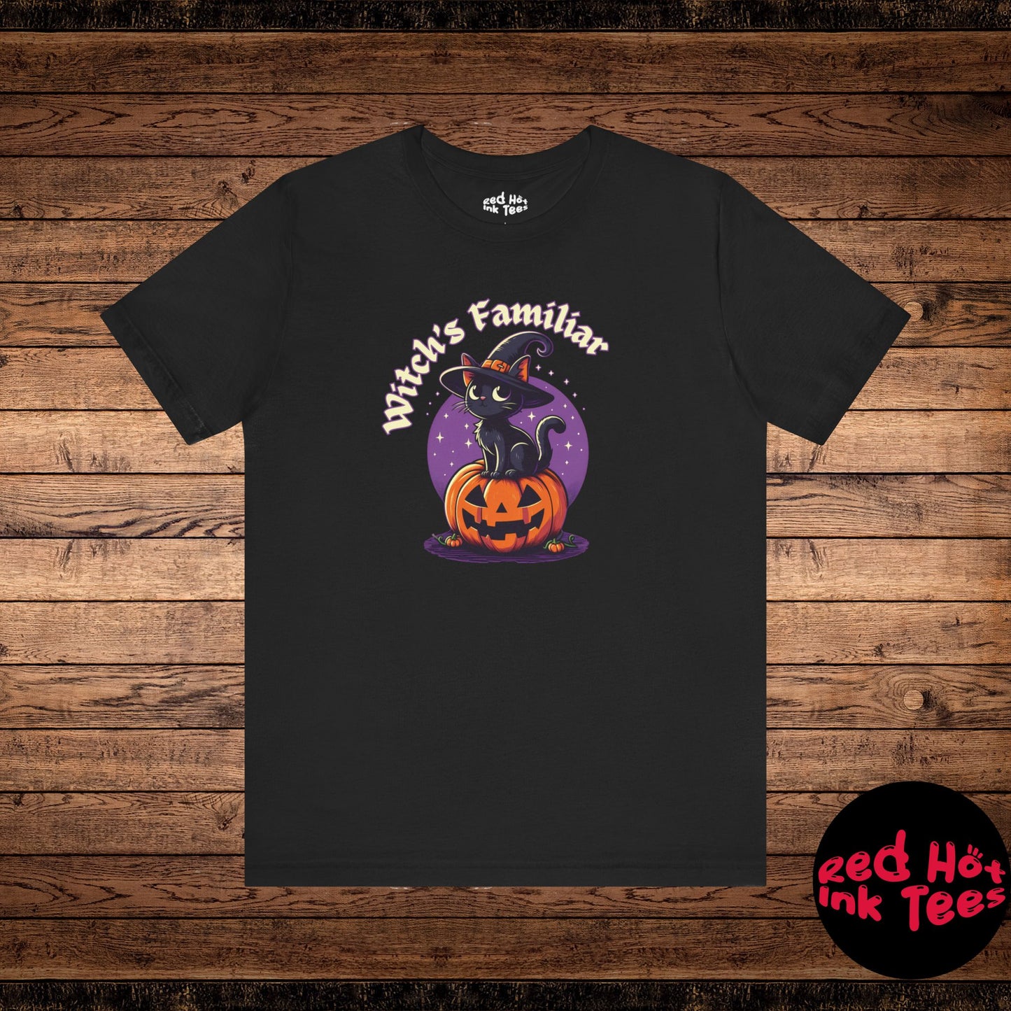 🐾🎃 "Witch's Familiar" Cute Black Cat and Pumpkin Halloween T-Shirt 🧙‍♀️🐱