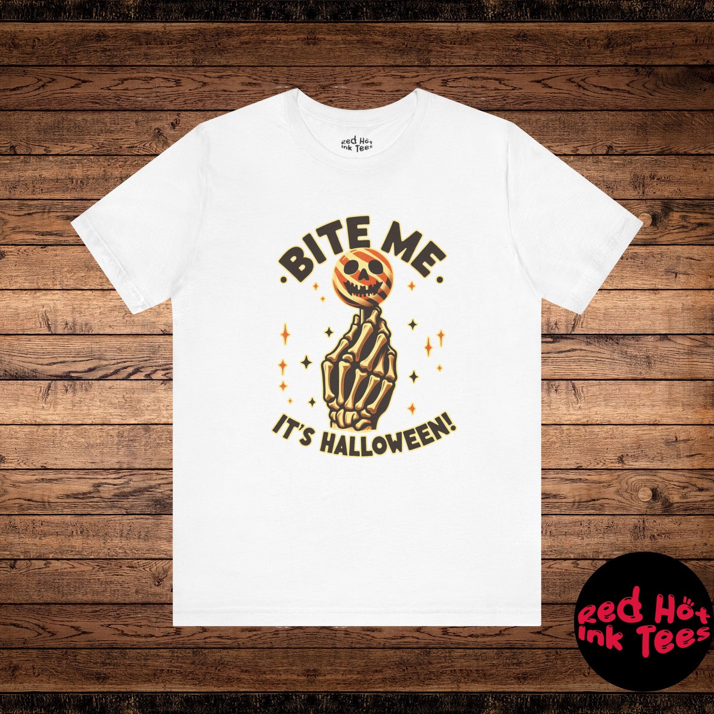 🍭 "Bite Me. It's Halloween!" Skeleton Hand Lollipop T-Shirt 💀