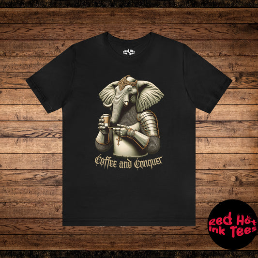 🐘 Coffee and Conquer Elephant Tee 🐘