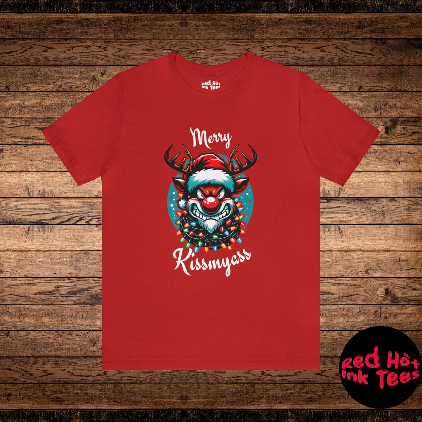 Merry Kissmyass Reindeer Tee