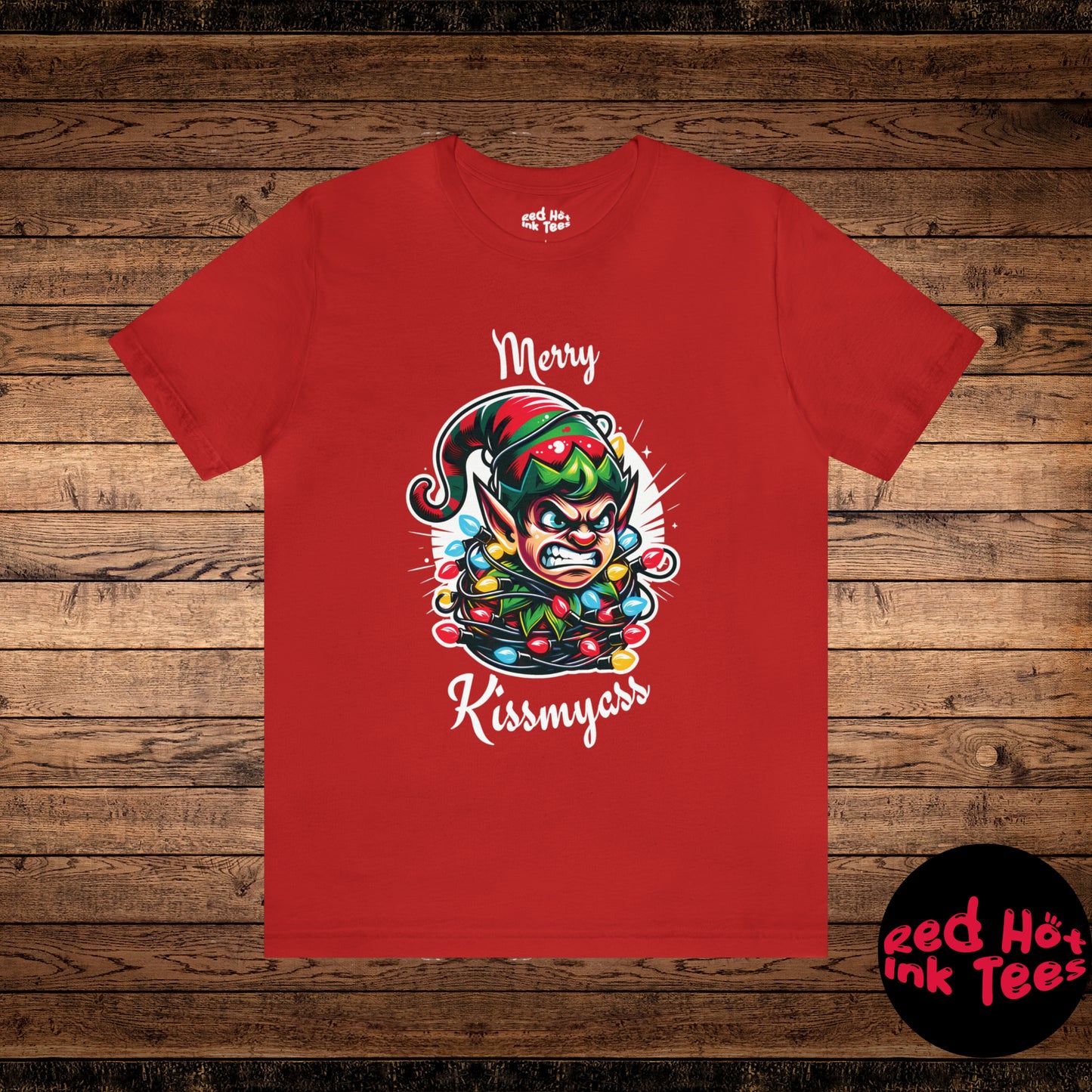 Merry Kissmyass Elf Tee