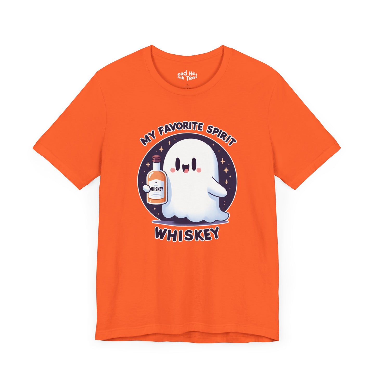 🎃👻 Cute Halloween Ghost with Whiskey Bottle - My Favorite Spirit Tee 👻🥃