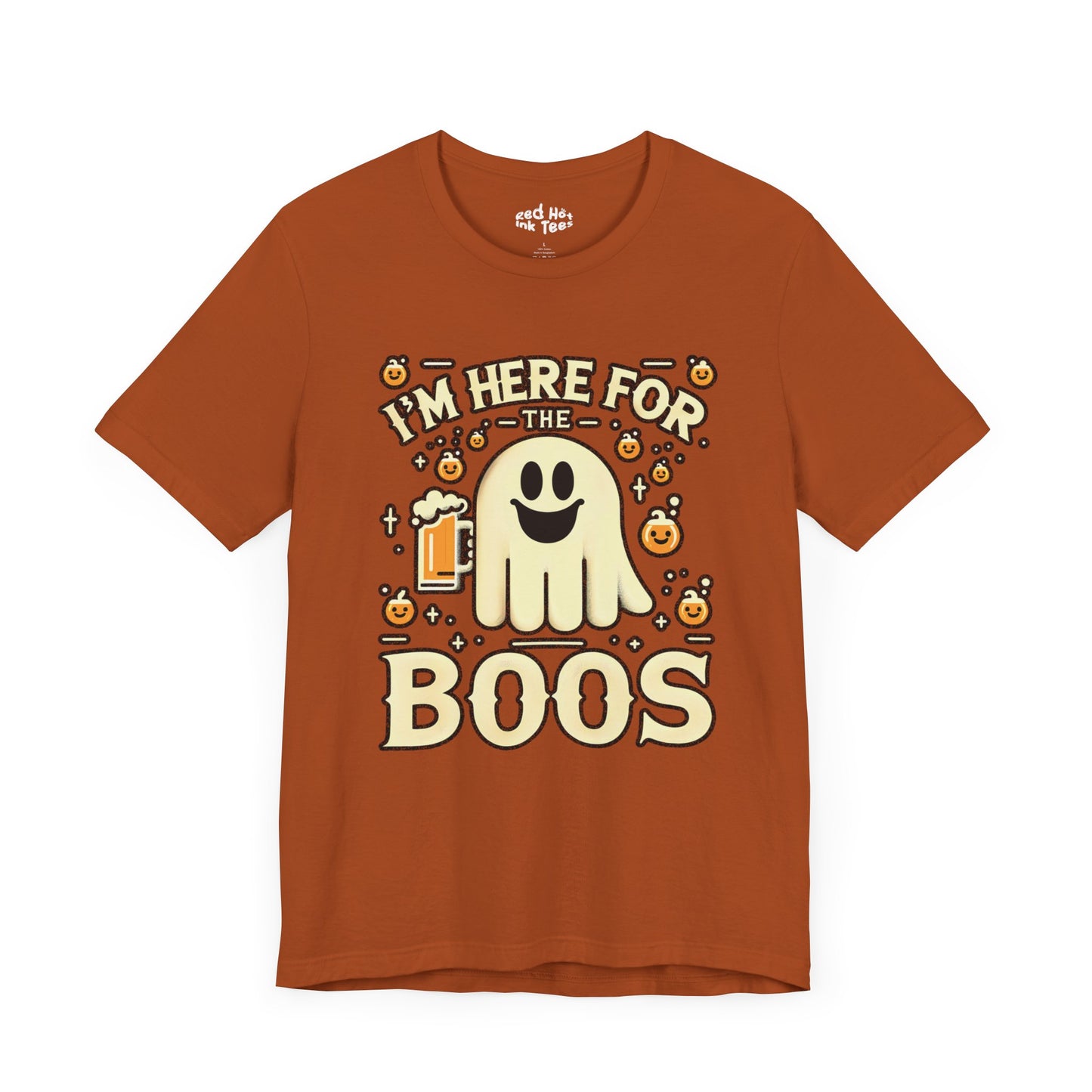 👻 "I'm Here for the Boos" Funny Halloween Ghost T-Shirt 🍻