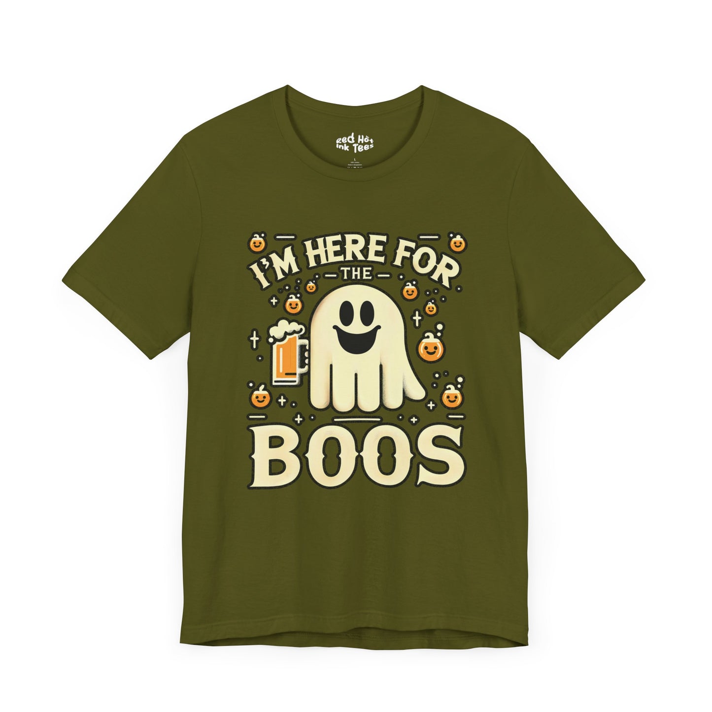 👻 "I'm Here for the Boos" Funny Halloween Ghost T-Shirt 🍻