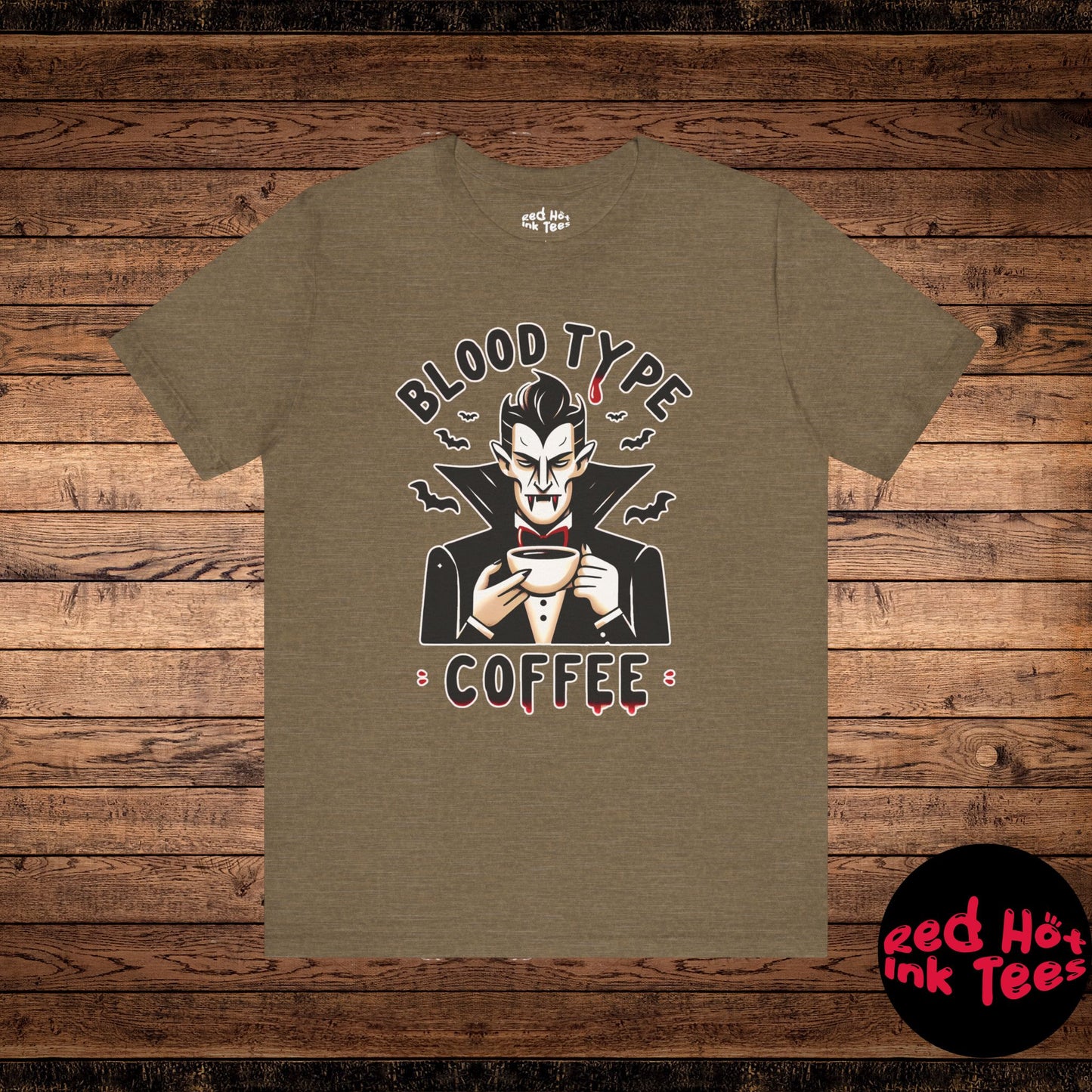 🧛‍♂️☕ "Blood Type: Coffee" Funny Vampire T-Shirt for Coffee Lovers 🩸