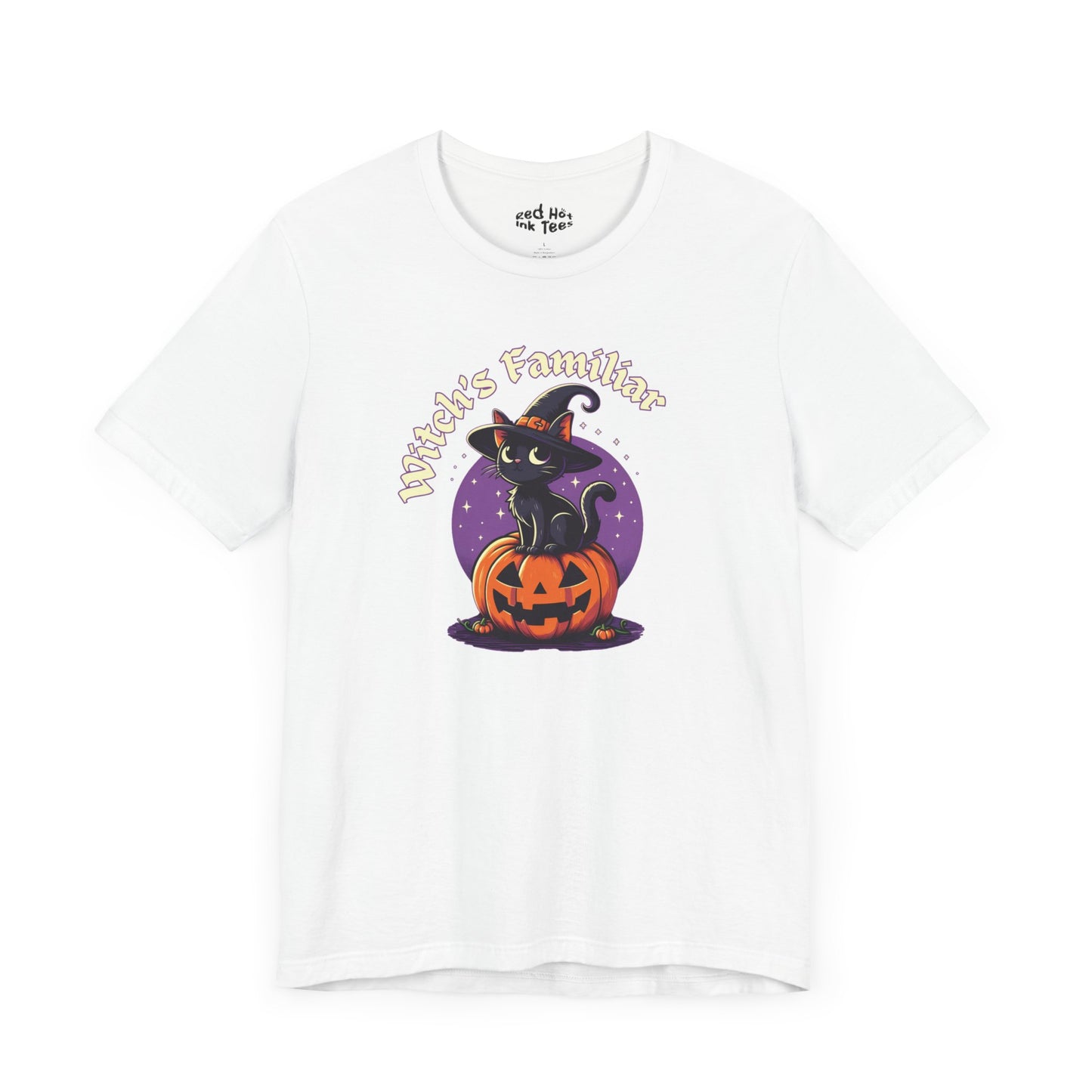 🐾🎃 "Witch's Familiar" Cute Black Cat and Pumpkin Halloween T-Shirt 🧙‍♀️🐱