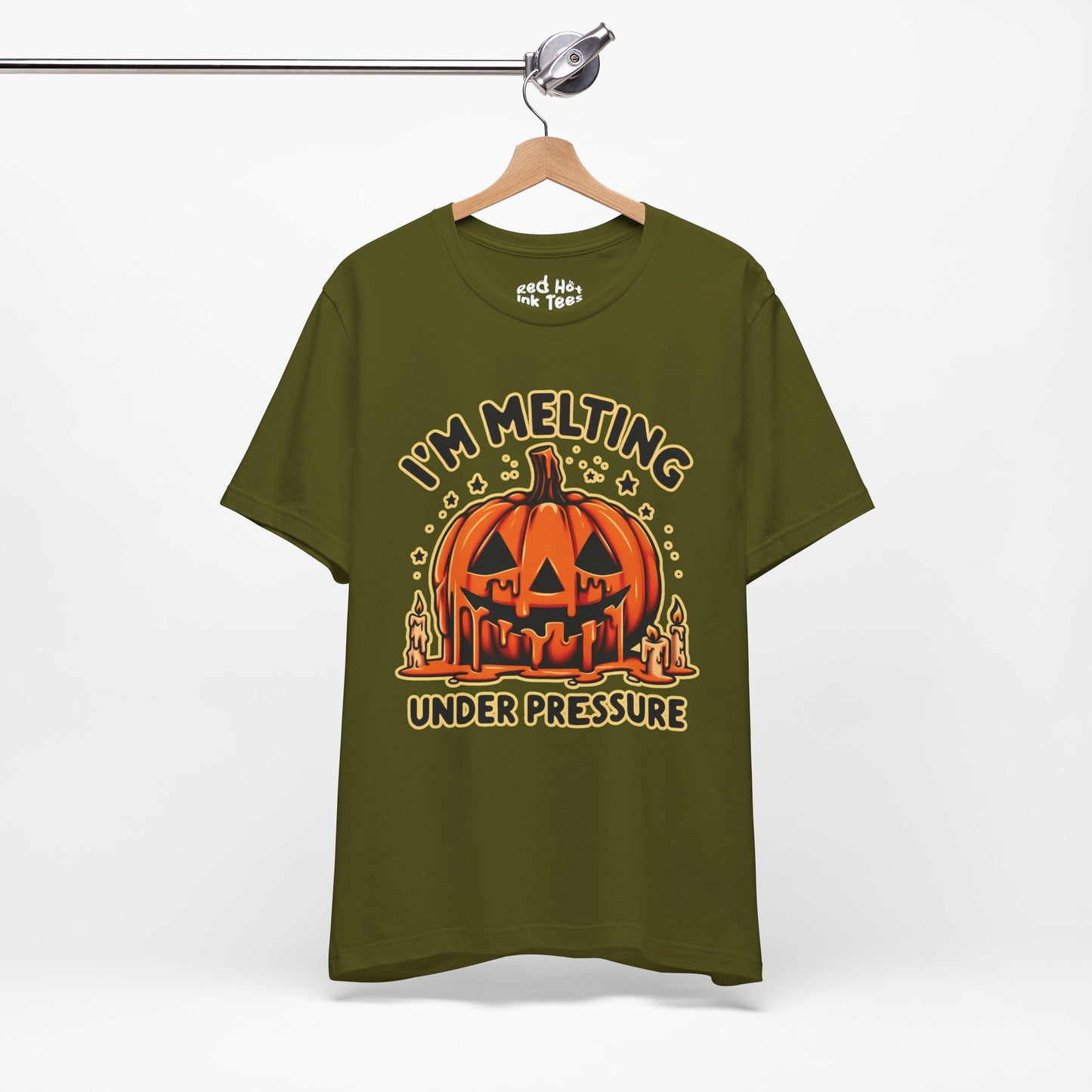 🎃🕯️ "I'm Melting Under Pressure" Funny Halloween Pumpkin T-Shirt 🕯️🎃