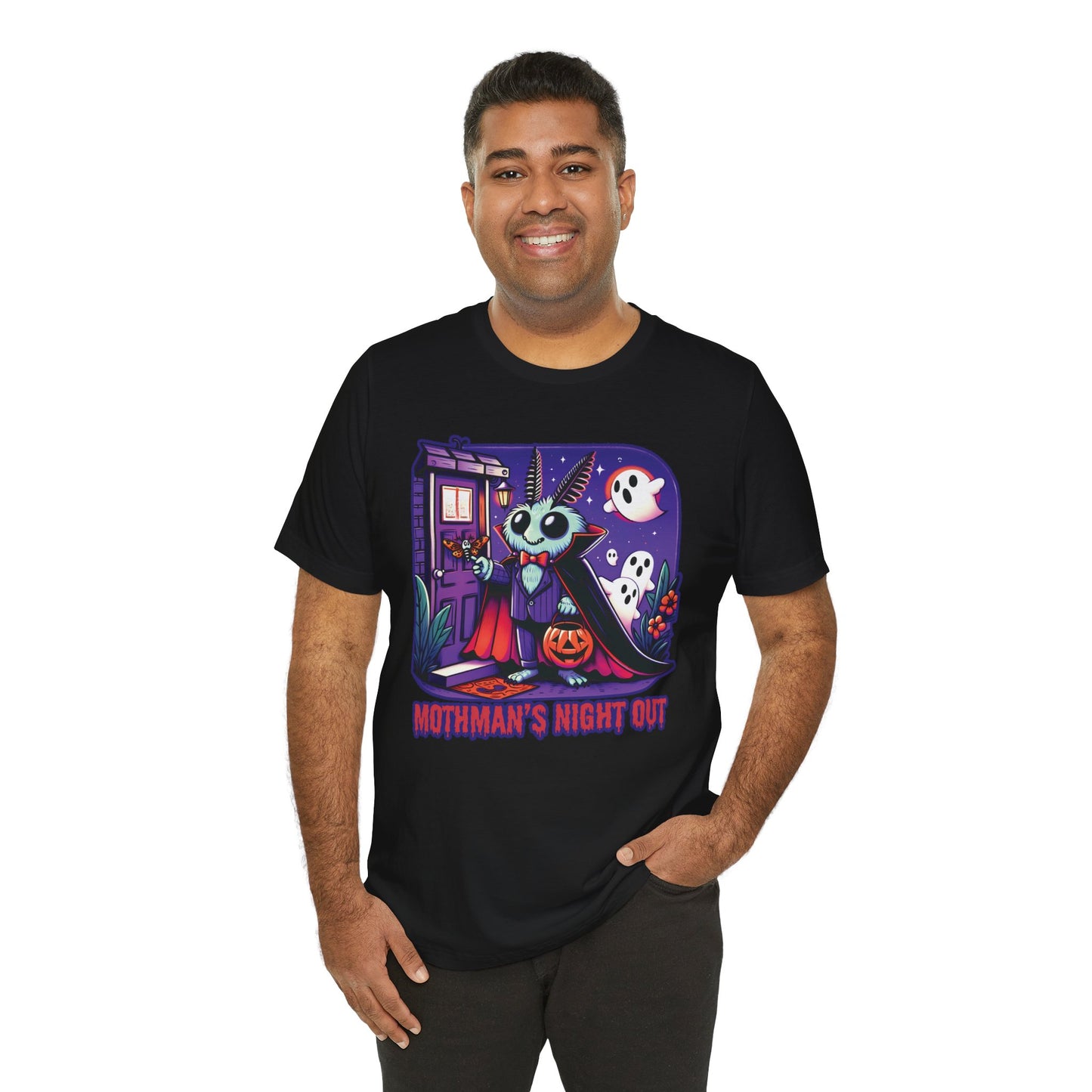 🦋🎃 "Mothman's Night Out" Cute Halloween T-Shirt 👻🦇