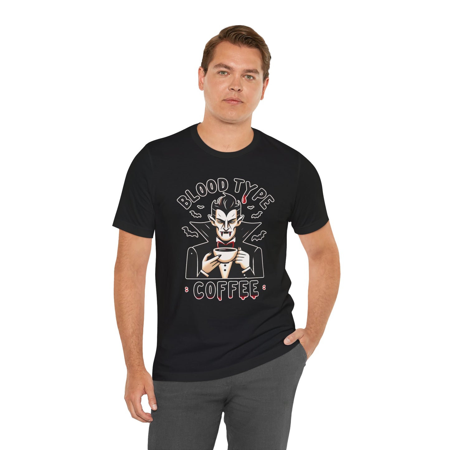 🧛‍♂️☕ "Blood Type: Coffee" Funny Vampire T-Shirt for Coffee Lovers 🩸