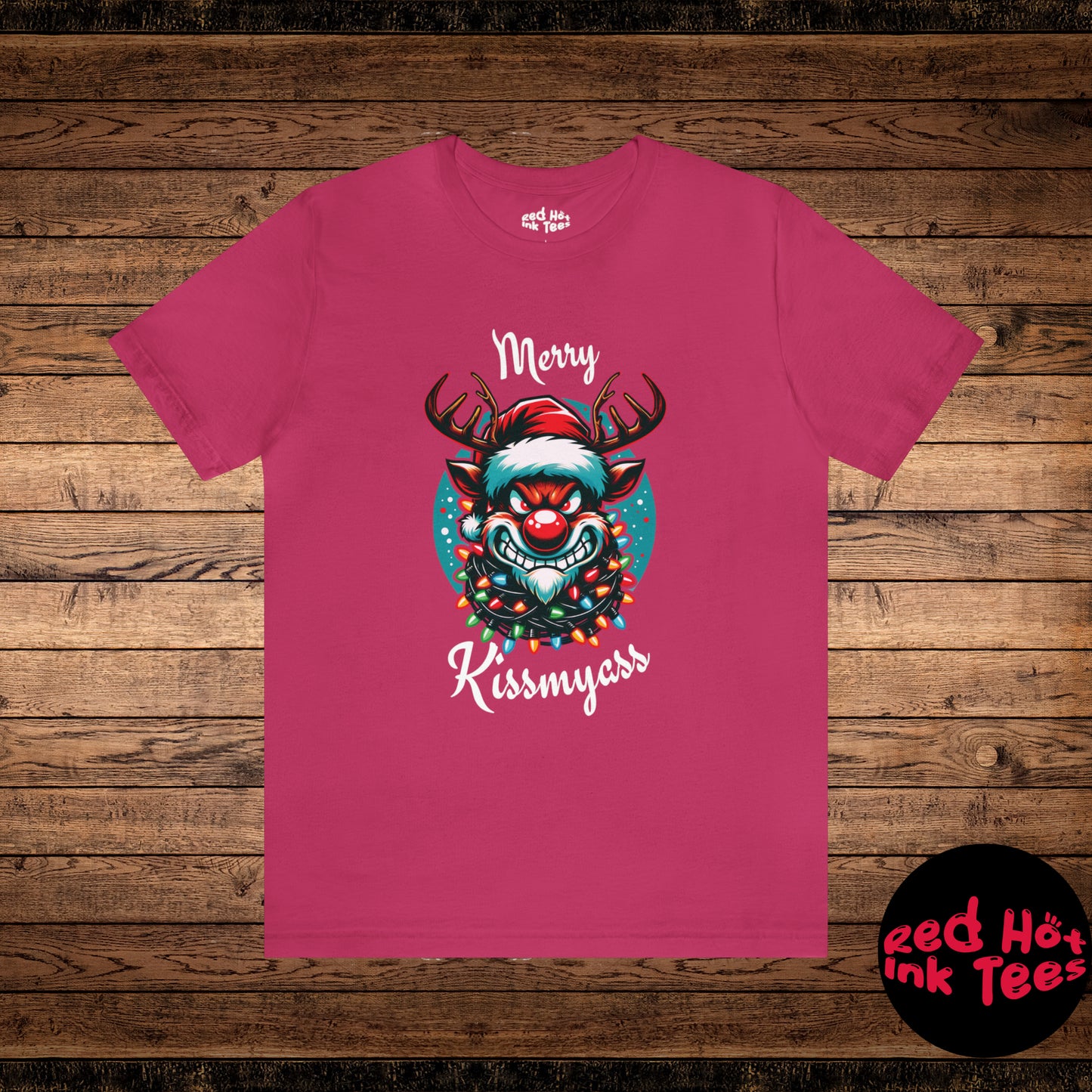 Merry Kissmyass Reindeer Tee