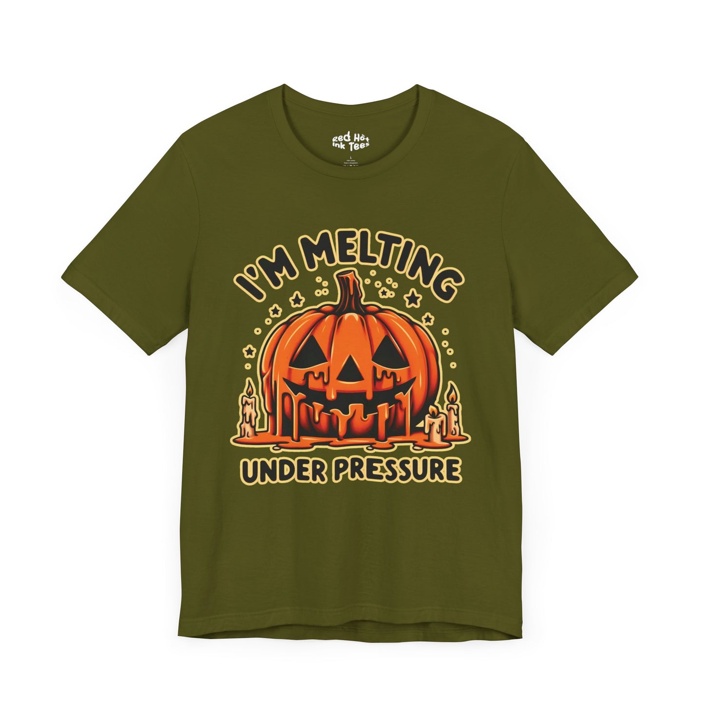 🎃🕯️ "I'm Melting Under Pressure" Funny Halloween Pumpkin T-Shirt 🕯️🎃