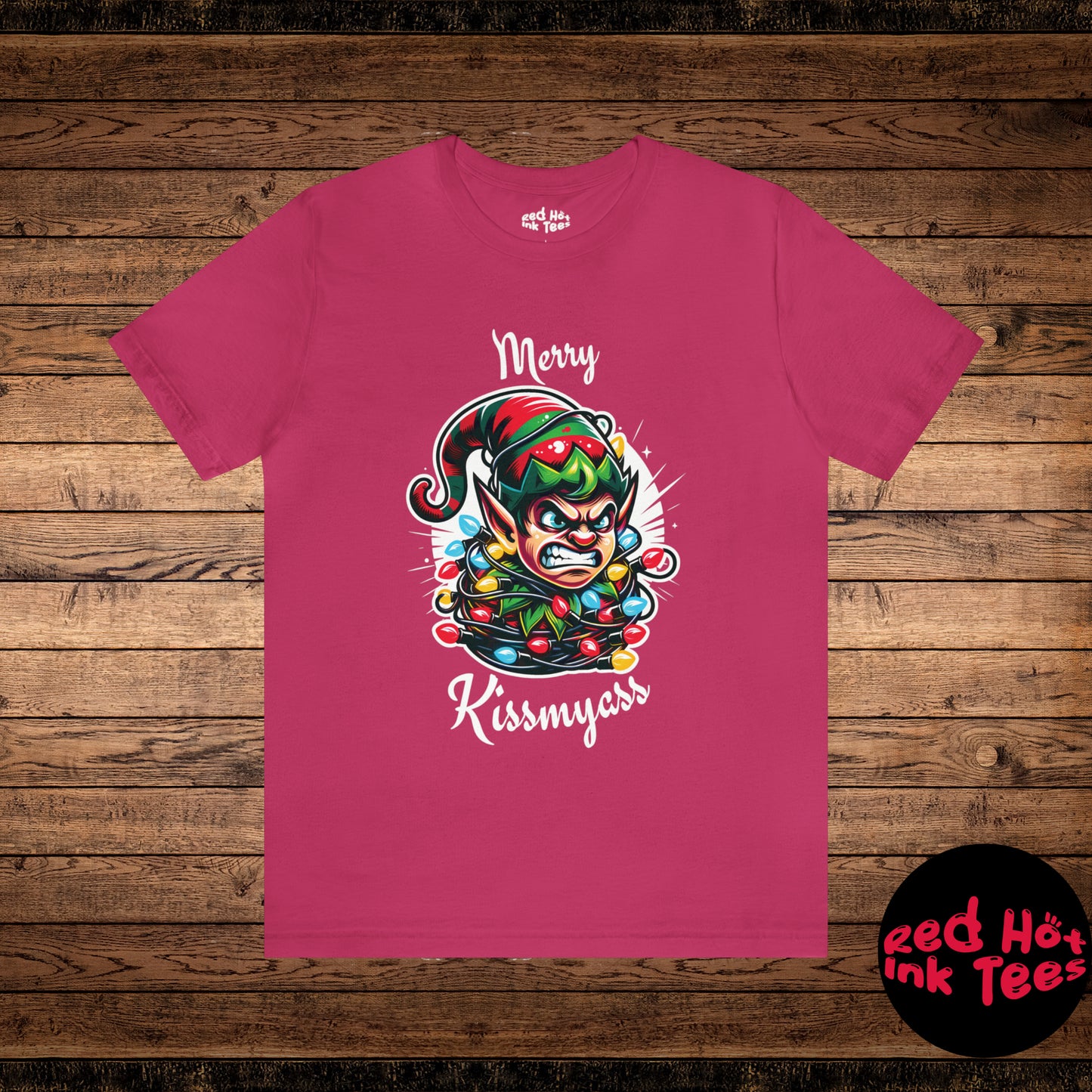 Merry Kissmyass Elf Tee