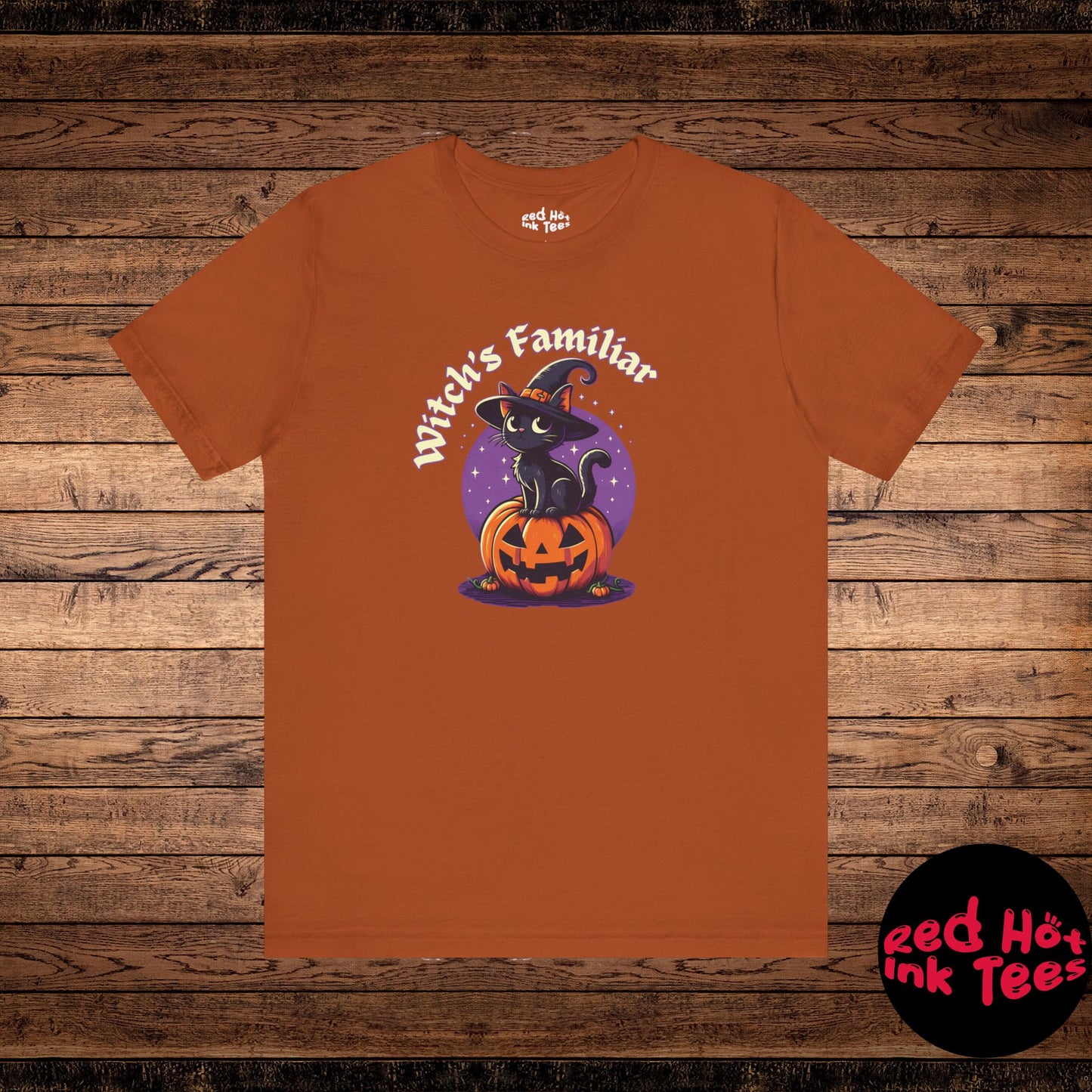 🐾🎃 "Witch's Familiar" Cute Black Cat and Pumpkin Halloween T-Shirt 🧙‍♀️🐱