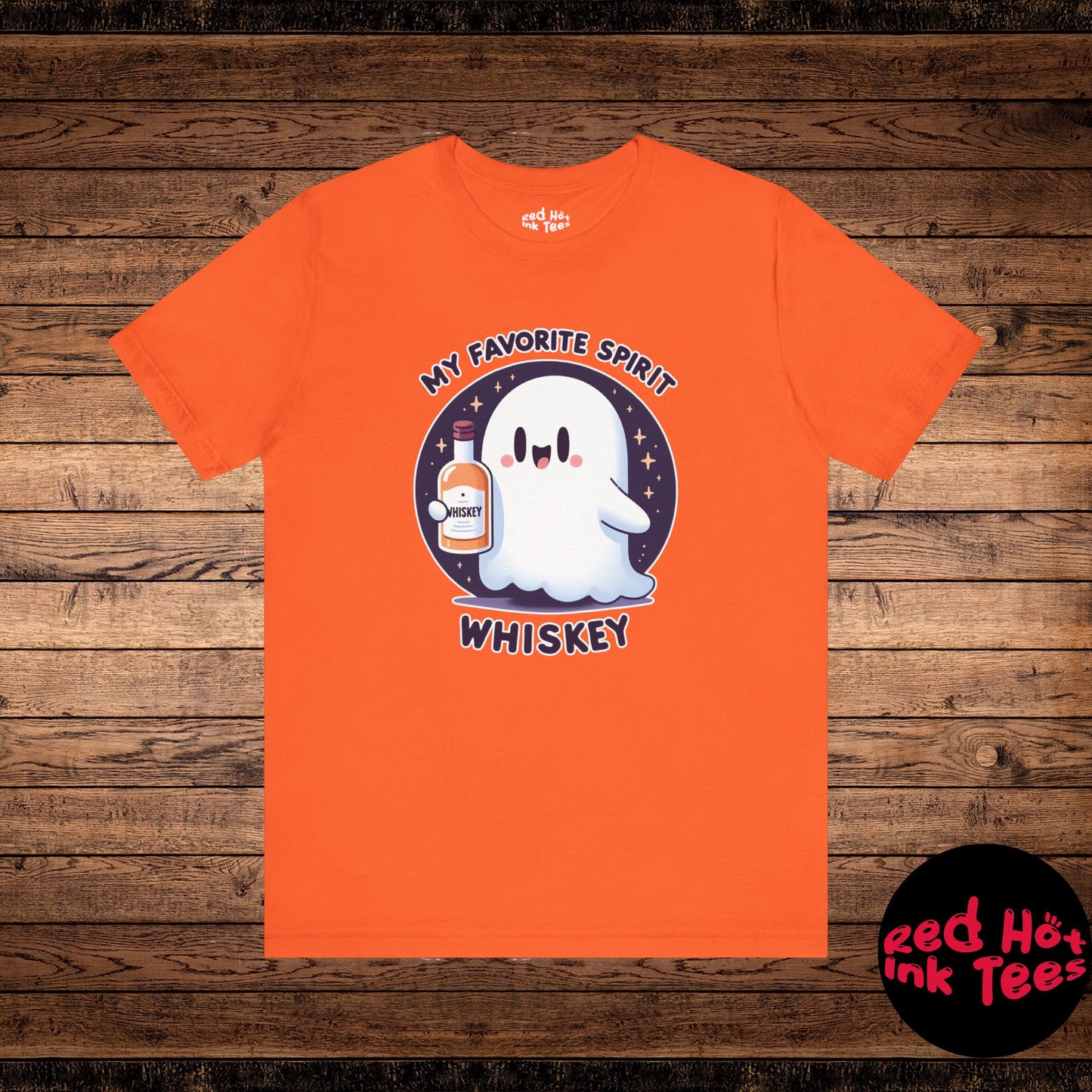 🎃👻 Cute Halloween Ghost with Whiskey Bottle - My Favorite Spirit Tee 👻🥃