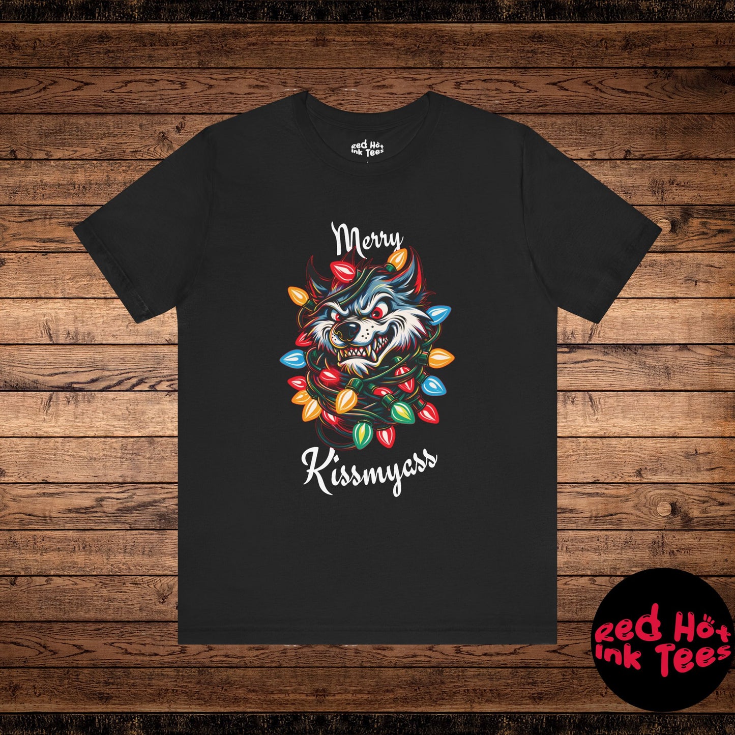 Merry Kissmyass Wolf Tee