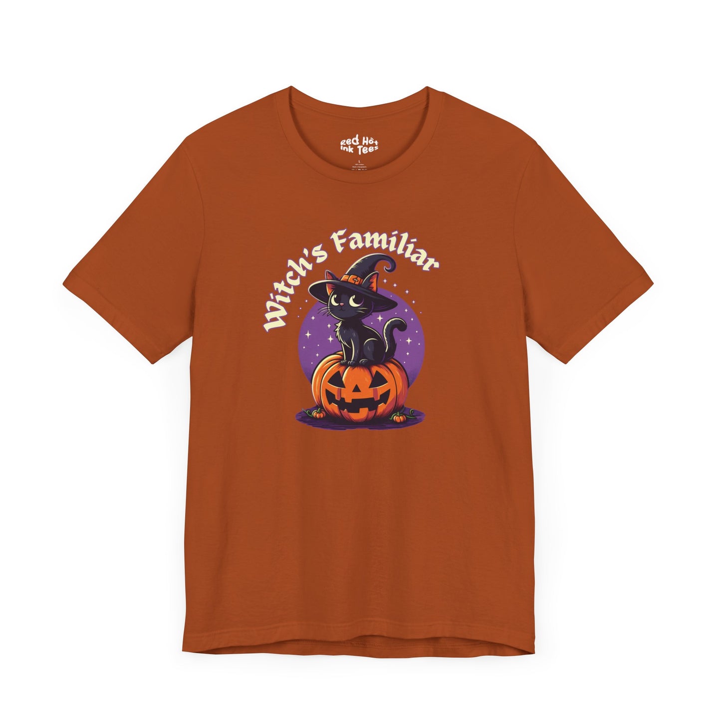 🐾🎃 "Witch's Familiar" Cute Black Cat and Pumpkin Halloween T-Shirt 🧙‍♀️🐱