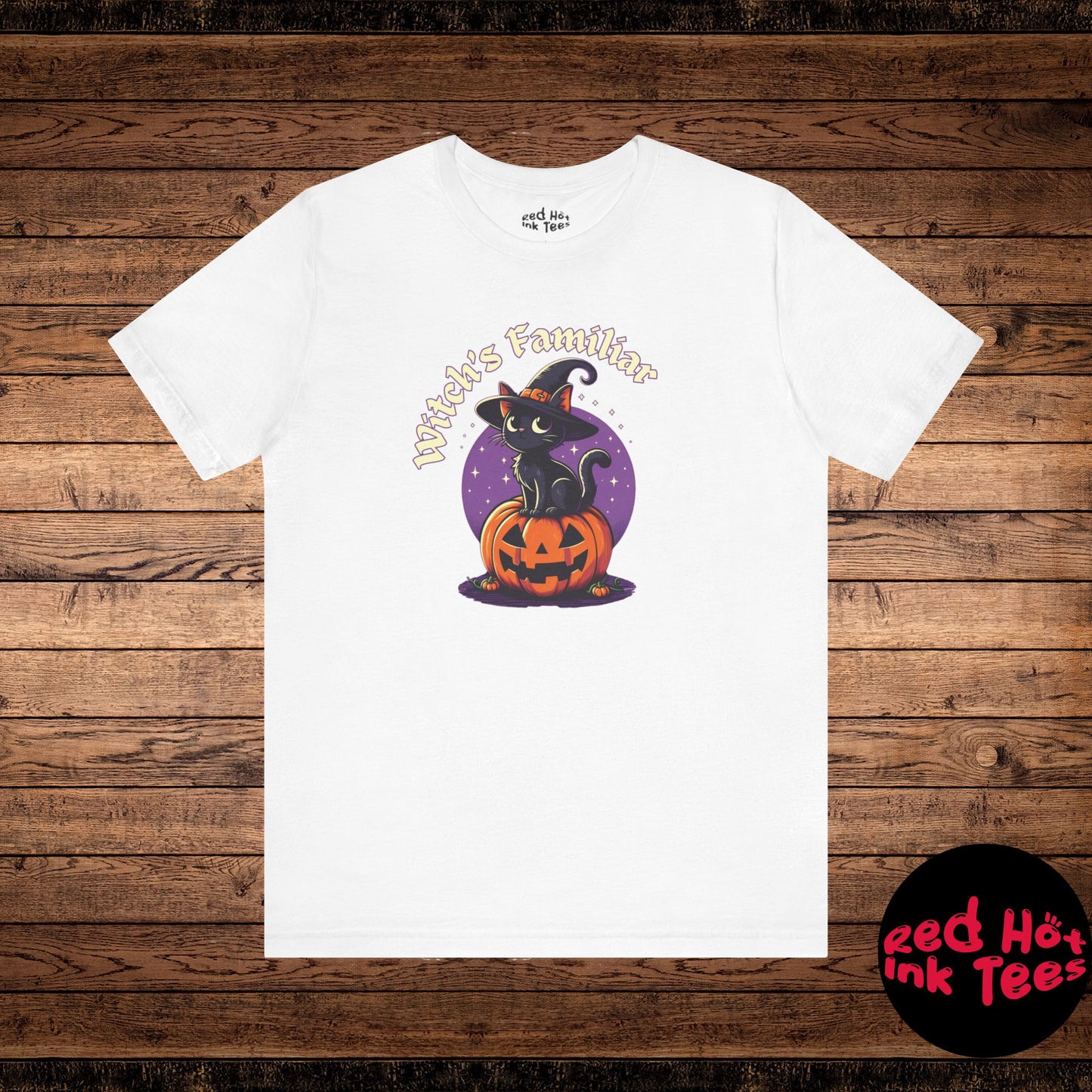 🐾🎃 "Witch's Familiar" Cute Black Cat and Pumpkin Halloween T-Shirt 🧙‍♀️🐱