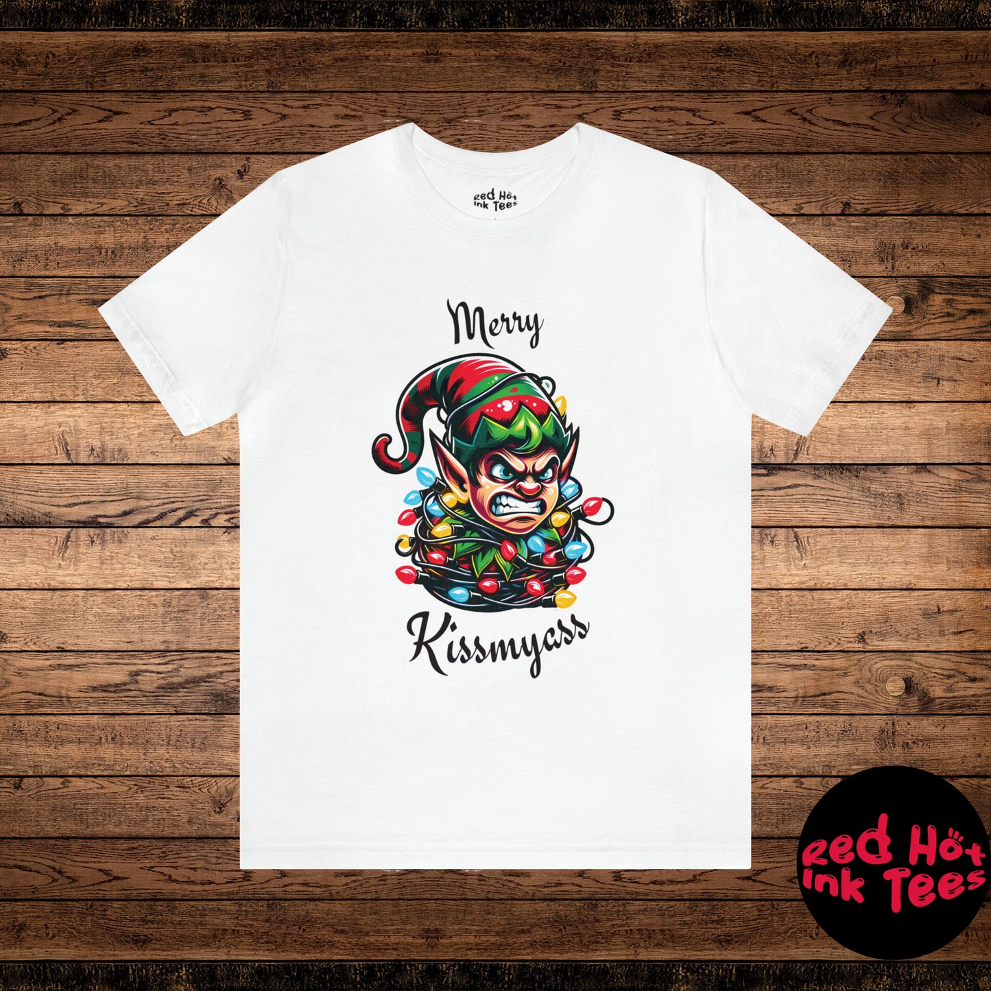 Merry Kissmyass Elf Tee