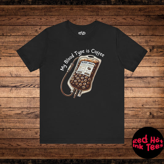 coffee humor, coffee lover gift, funny coffee design, coffee blood type, caffeine addict, coffee beans, caffeine lover, coffee addiction, coffee t-shirt, coffee mug design, coffee bag, coffee IV, quirky coffee art, caffeine enthusiasts, coffeeholic, coffee lovers apparel, coffee drinkers, java addict, espresso addict, coffee beans art, unique coffee gift, coffee puns, caffeine humor, coffee sayings, coffee lovers, funny coffee art, caffeine lovers gift, coffee blood donation