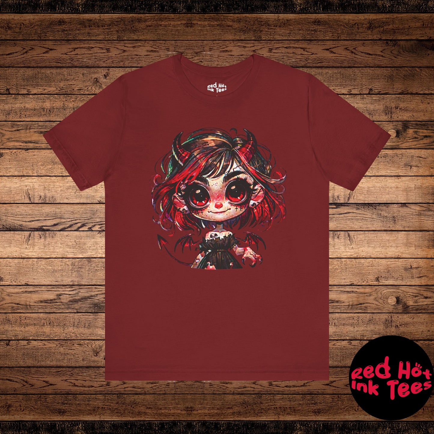 😈 Cute Demon Girl Dark Fantasy Halloween T-Shirt 🎃