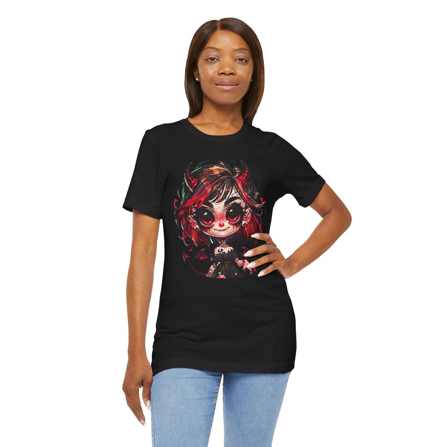 😈 Cute Demon Girl Dark Fantasy Halloween T-Shirt 🎃