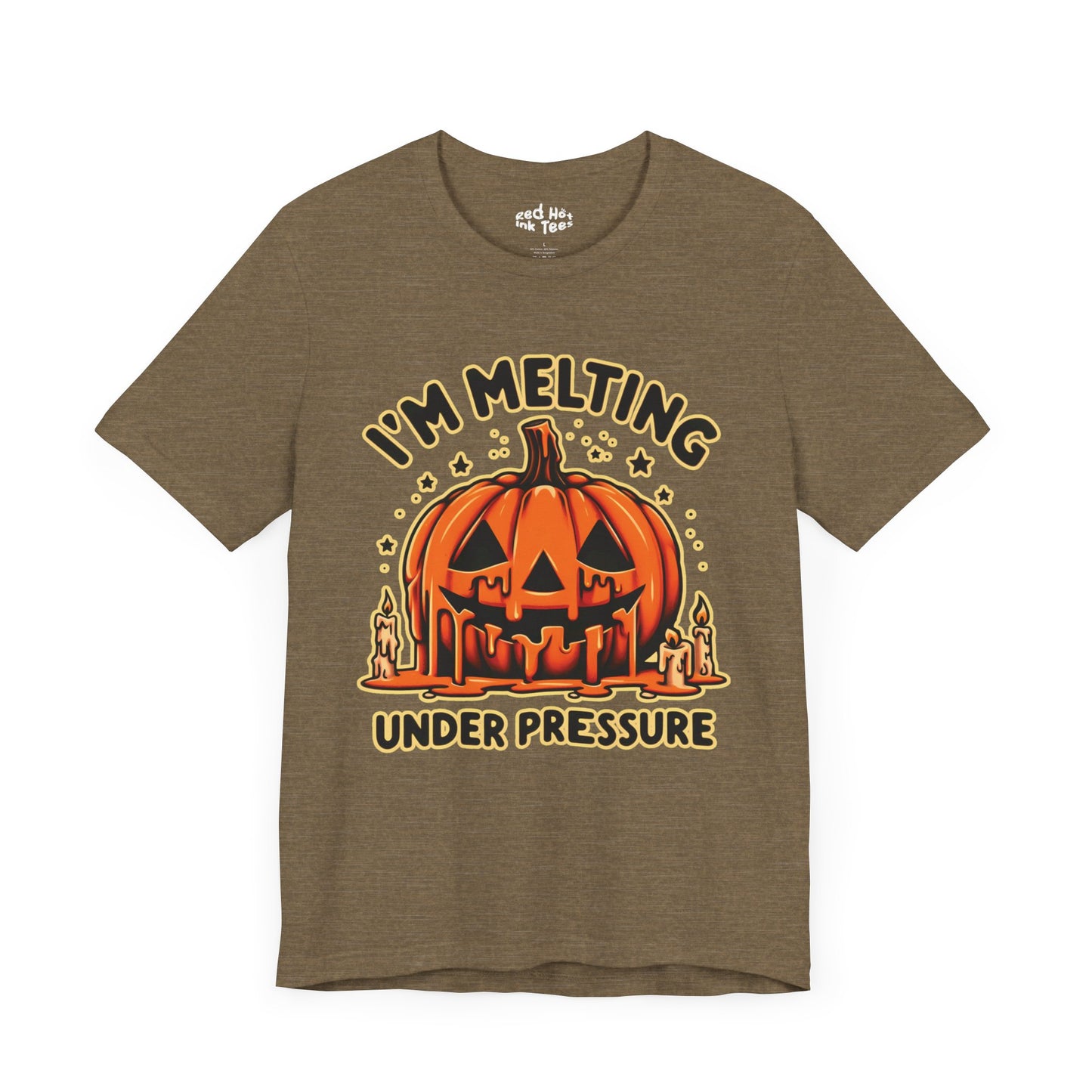 🎃🕯️ "I'm Melting Under Pressure" Funny Halloween Pumpkin T-Shirt 🕯️🎃