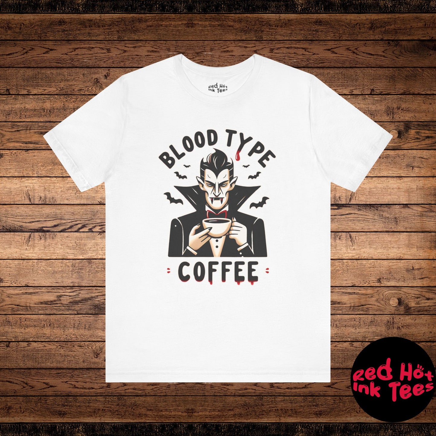 🧛‍♂️☕ "Blood Type: Coffee" Funny Vampire T-Shirt for Coffee Lovers 🩸