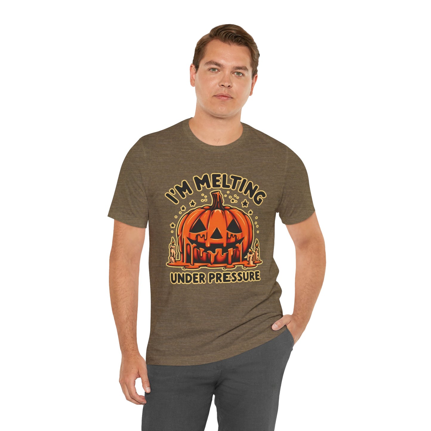 🎃🕯️ "I'm Melting Under Pressure" Funny Halloween Pumpkin T-Shirt 🕯️🎃