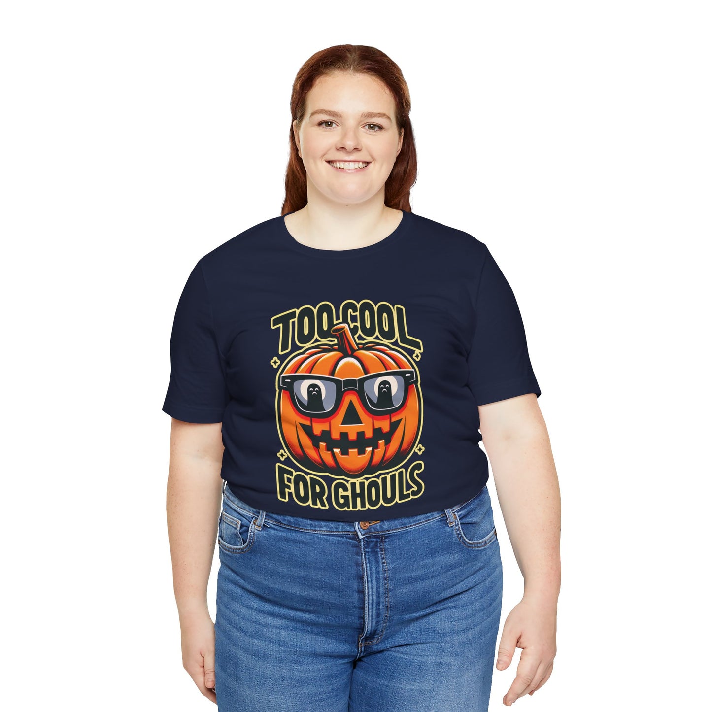 🎃🕶️ "Too Cool for Ghouls" Fun Halloween Pumpkin T-Shirt 👻🎃