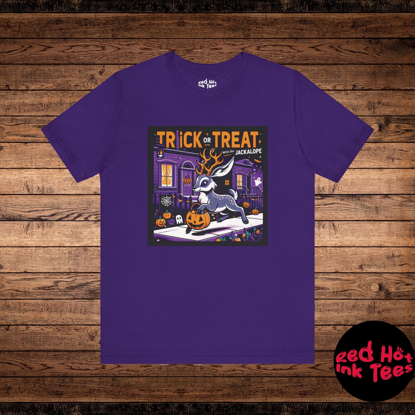 🎃🦌 "Trick or Treat with the Jackalope" Fun Halloween T-Shirt 🍬🎃