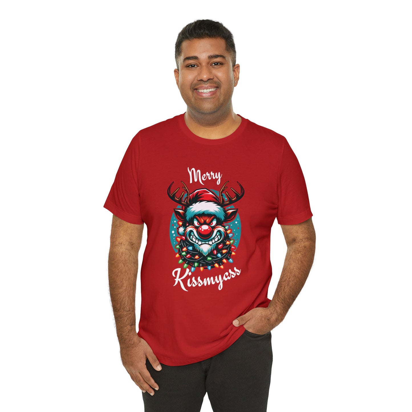 Merry Kissmyass Reindeer Tee