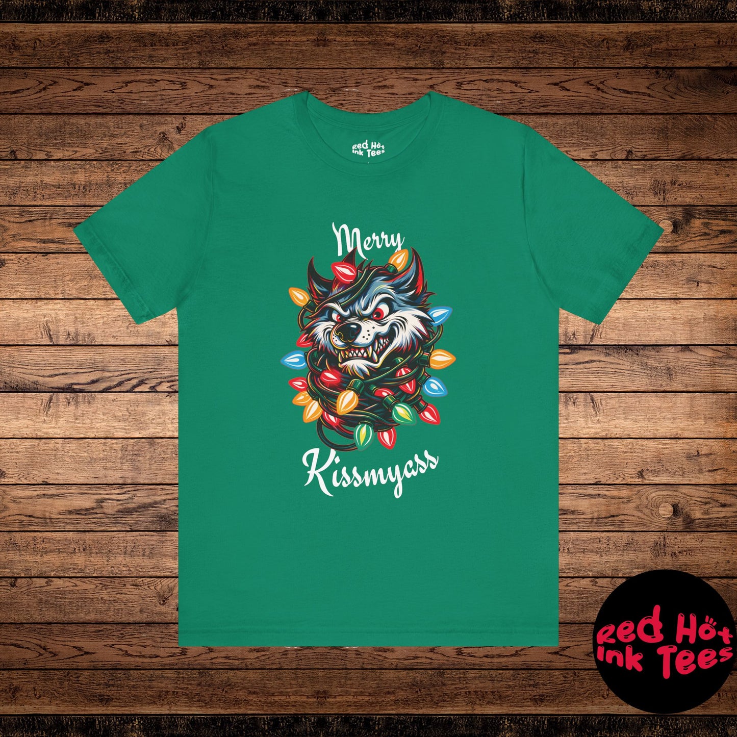 Merry Kissmyass Wolf Tee