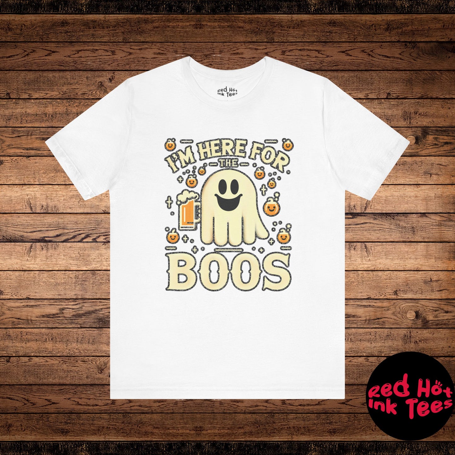 👻 "I'm Here for the Boos" Funny Halloween Ghost T-Shirt 🍻