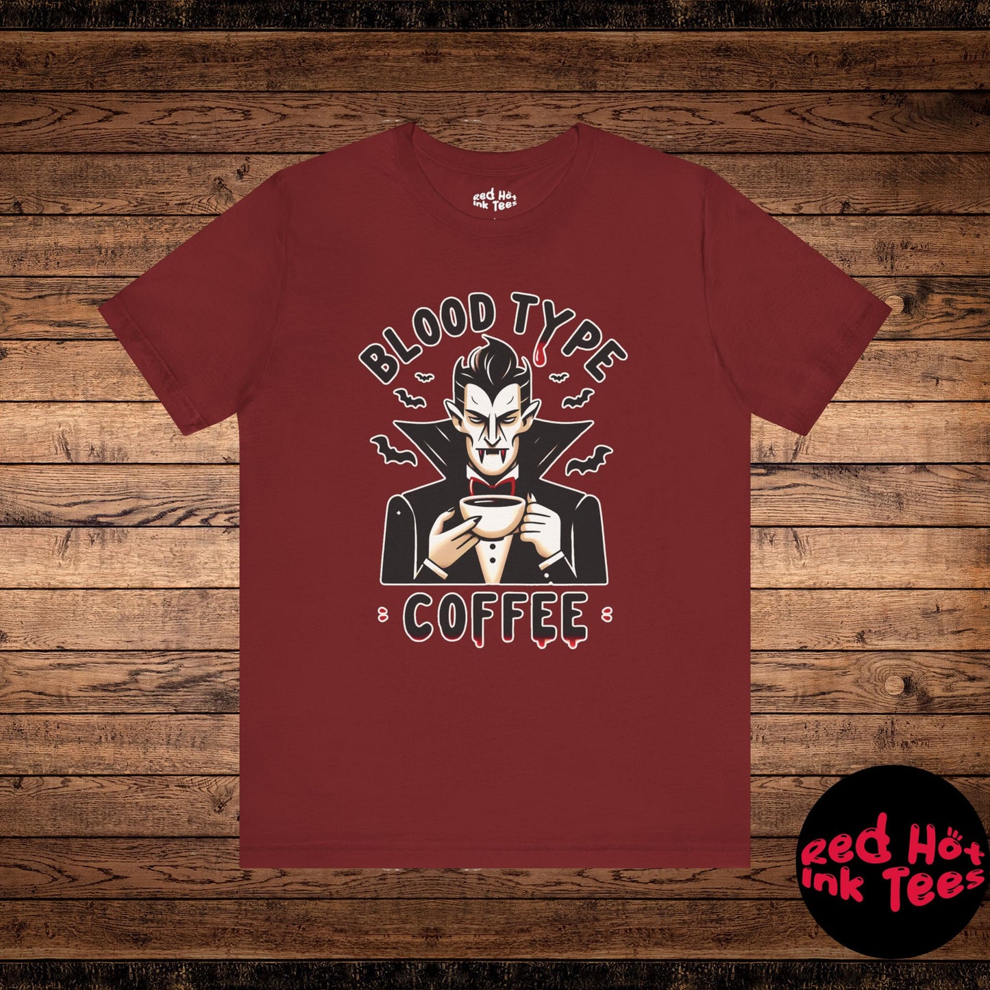 🧛‍♂️☕ "Blood Type: Coffee" Funny Vampire T-Shirt for Coffee Lovers 🩸