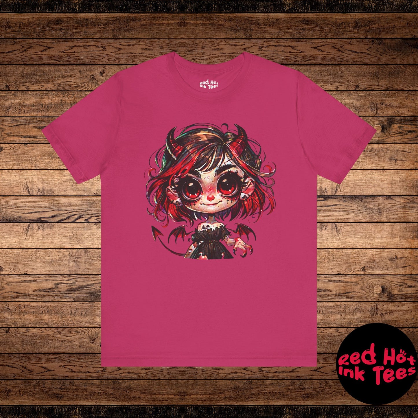 😈 Cute Demon Girl Dark Fantasy Halloween T-Shirt 🎃