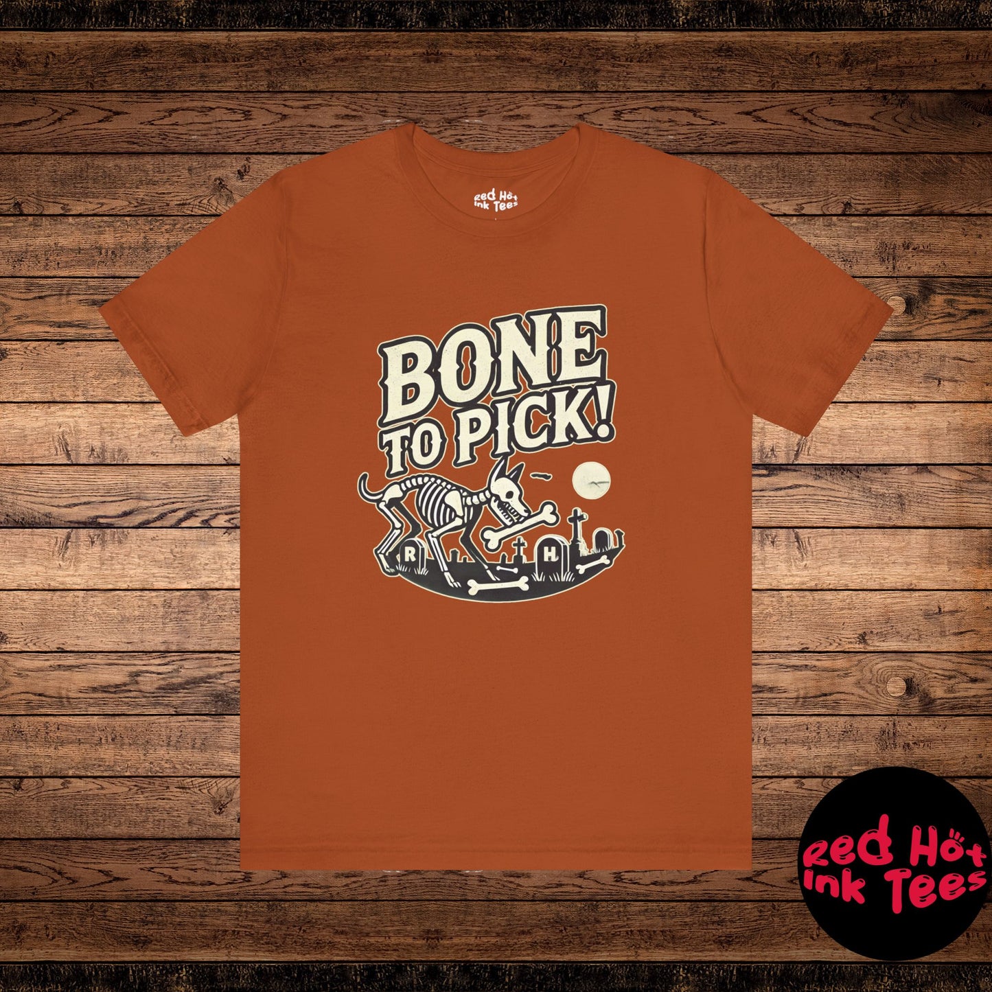 💀🐾 "Bone to Pick" Spooky Skeleton Dog Halloween T-Shirt 🎃🐶