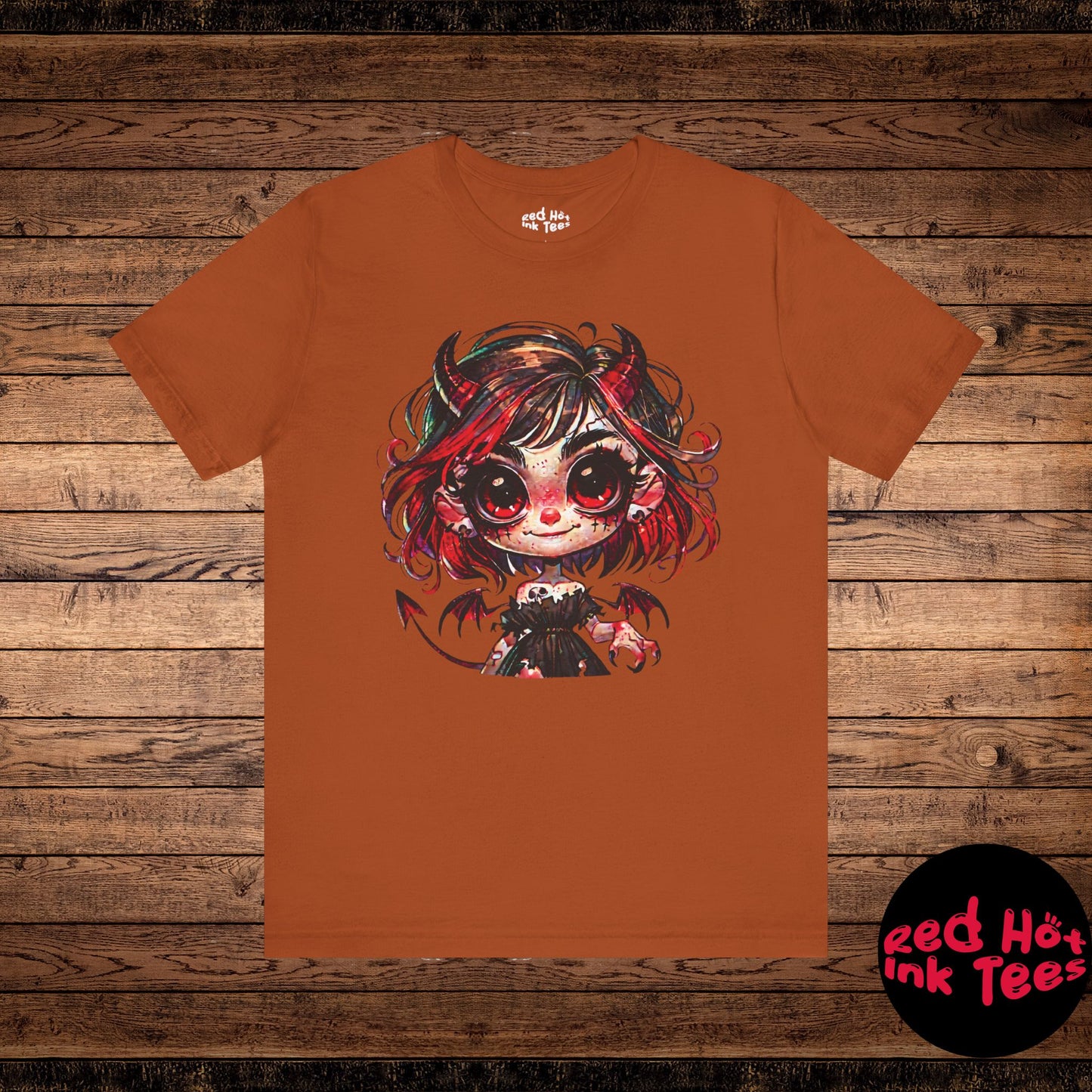 😈 Cute Demon Girl Dark Fantasy Halloween T-Shirt 🎃