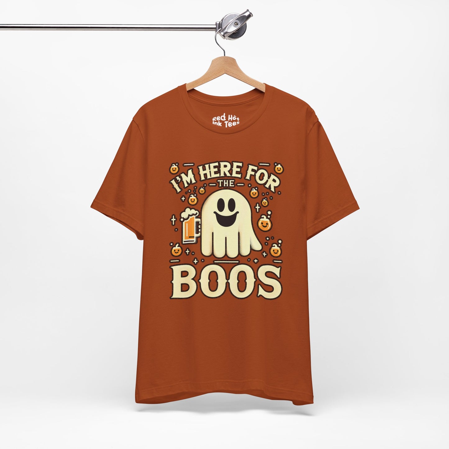 👻 "I'm Here for the Boos" Funny Halloween Ghost T-Shirt 🍻