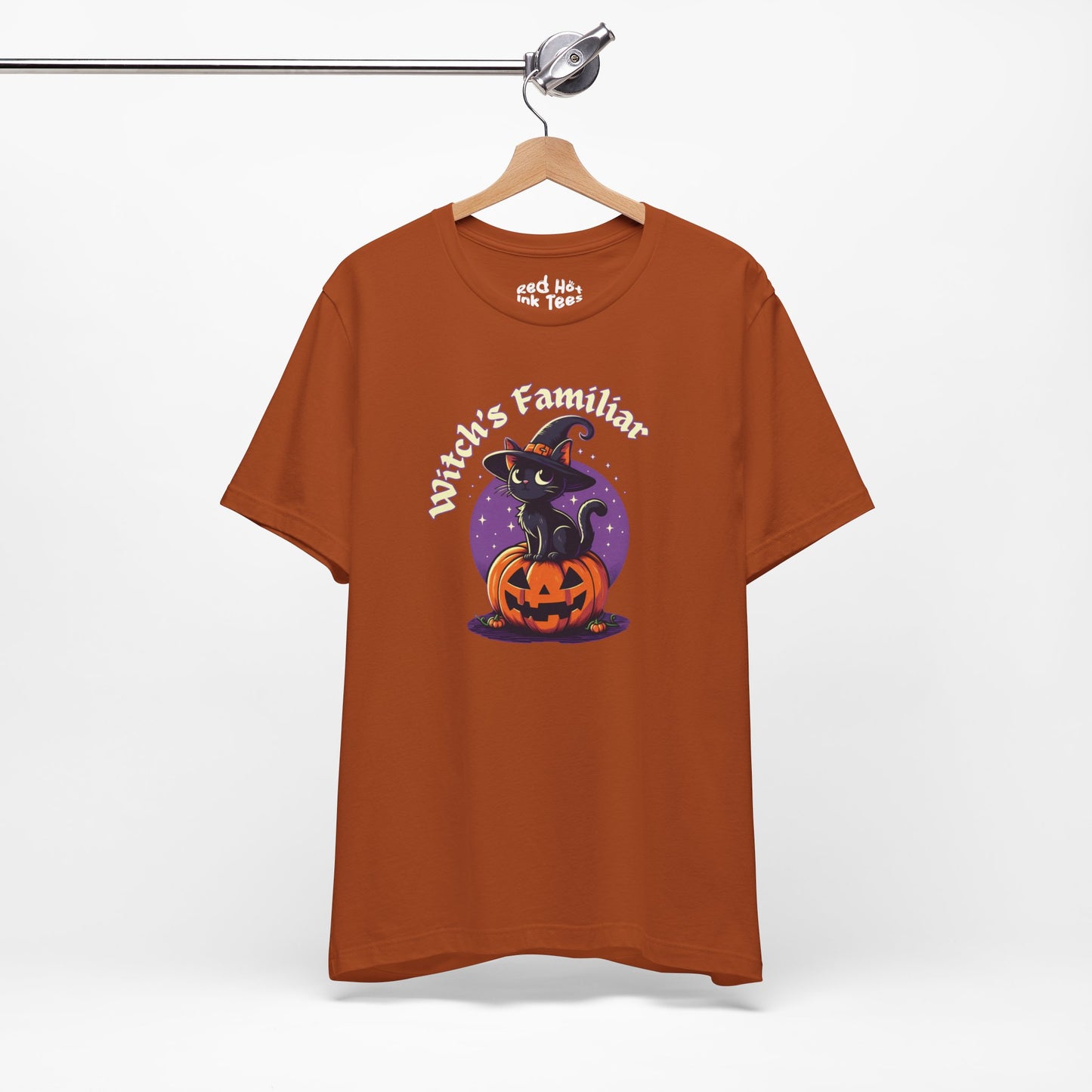 🐾🎃 "Witch's Familiar" Cute Black Cat and Pumpkin Halloween T-Shirt 🧙‍♀️🐱