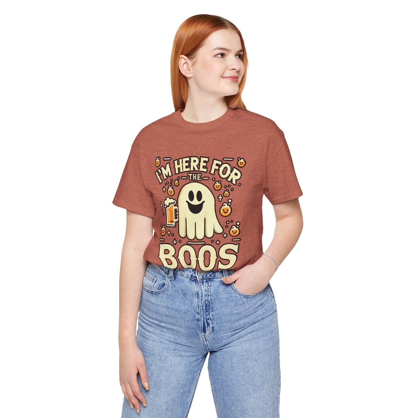 👻 "I'm Here for the Boos" Funny Halloween Ghost T-Shirt 🍻