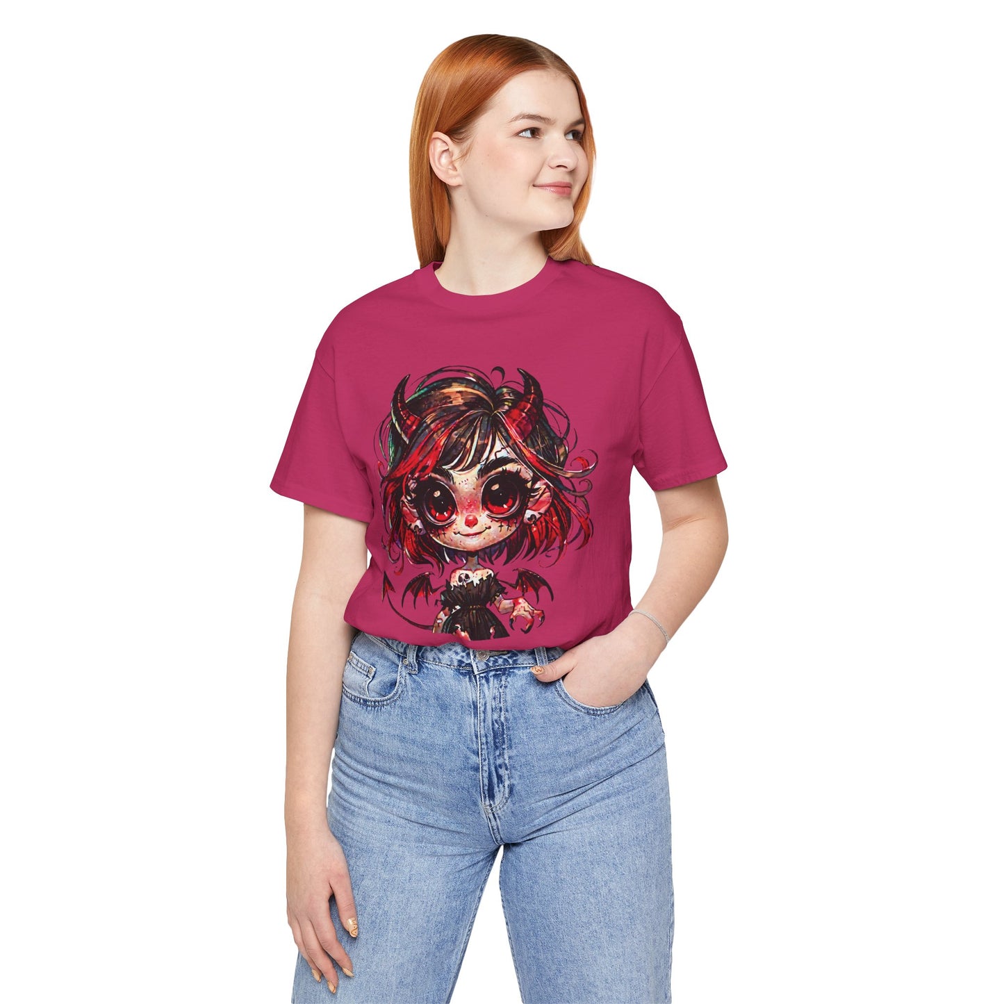 😈 Cute Demon Girl Dark Fantasy Halloween T-Shirt 🎃