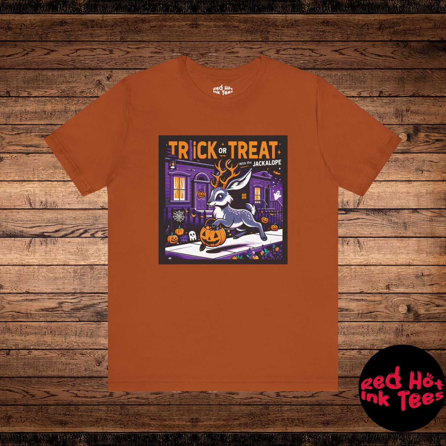 🎃🦌 "Trick or Treat with the Jackalope" Fun Halloween T-Shirt 🍬🎃