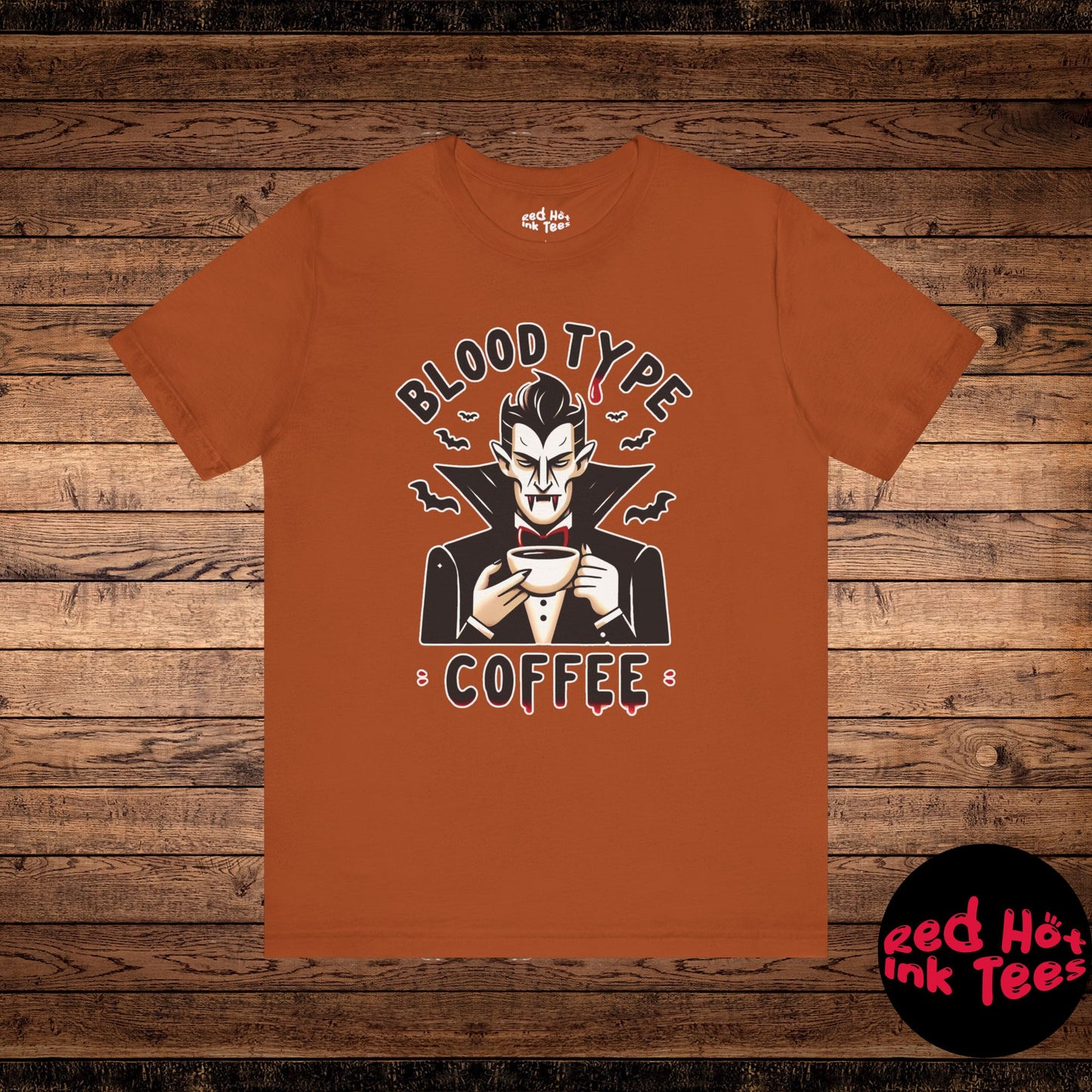 🧛‍♂️☕ "Blood Type: Coffee" Funny Vampire T-Shirt for Coffee Lovers 🩸