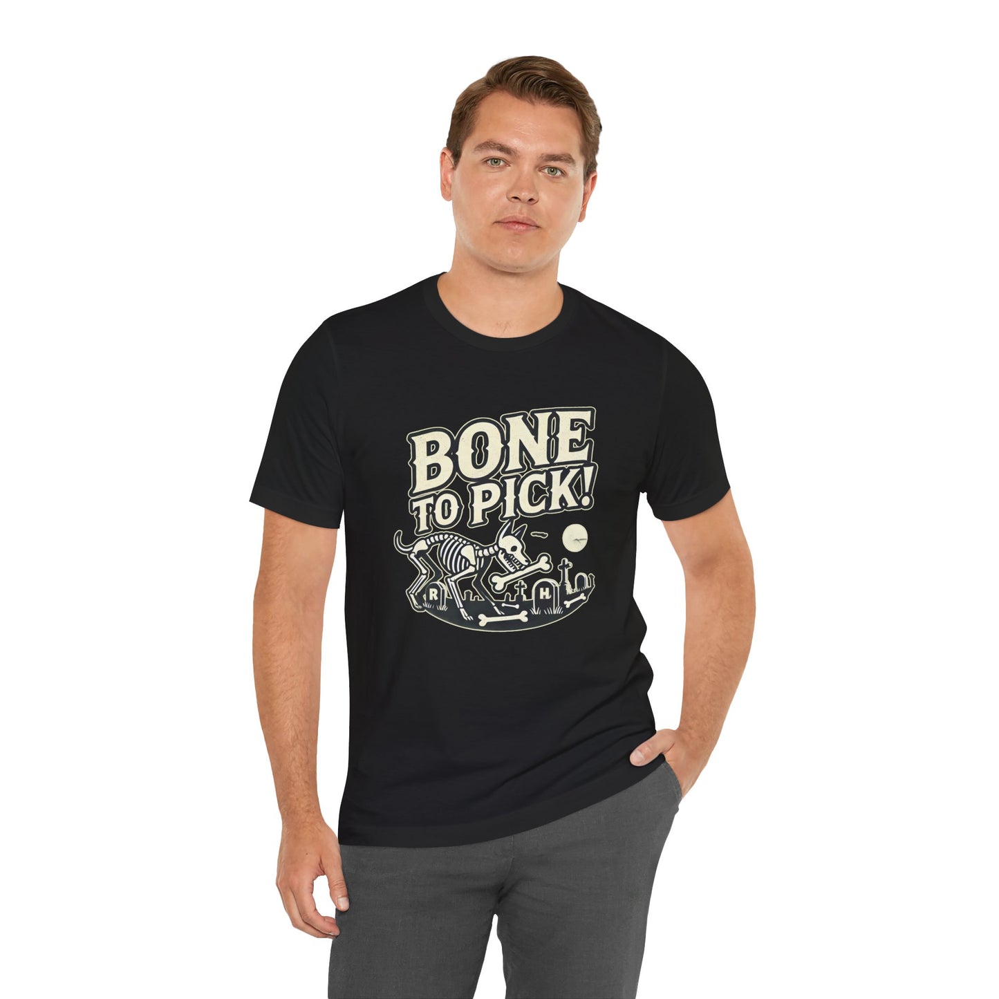 💀🐾 "Bone to Pick" Spooky Skeleton Dog Halloween T-Shirt 🎃🐶